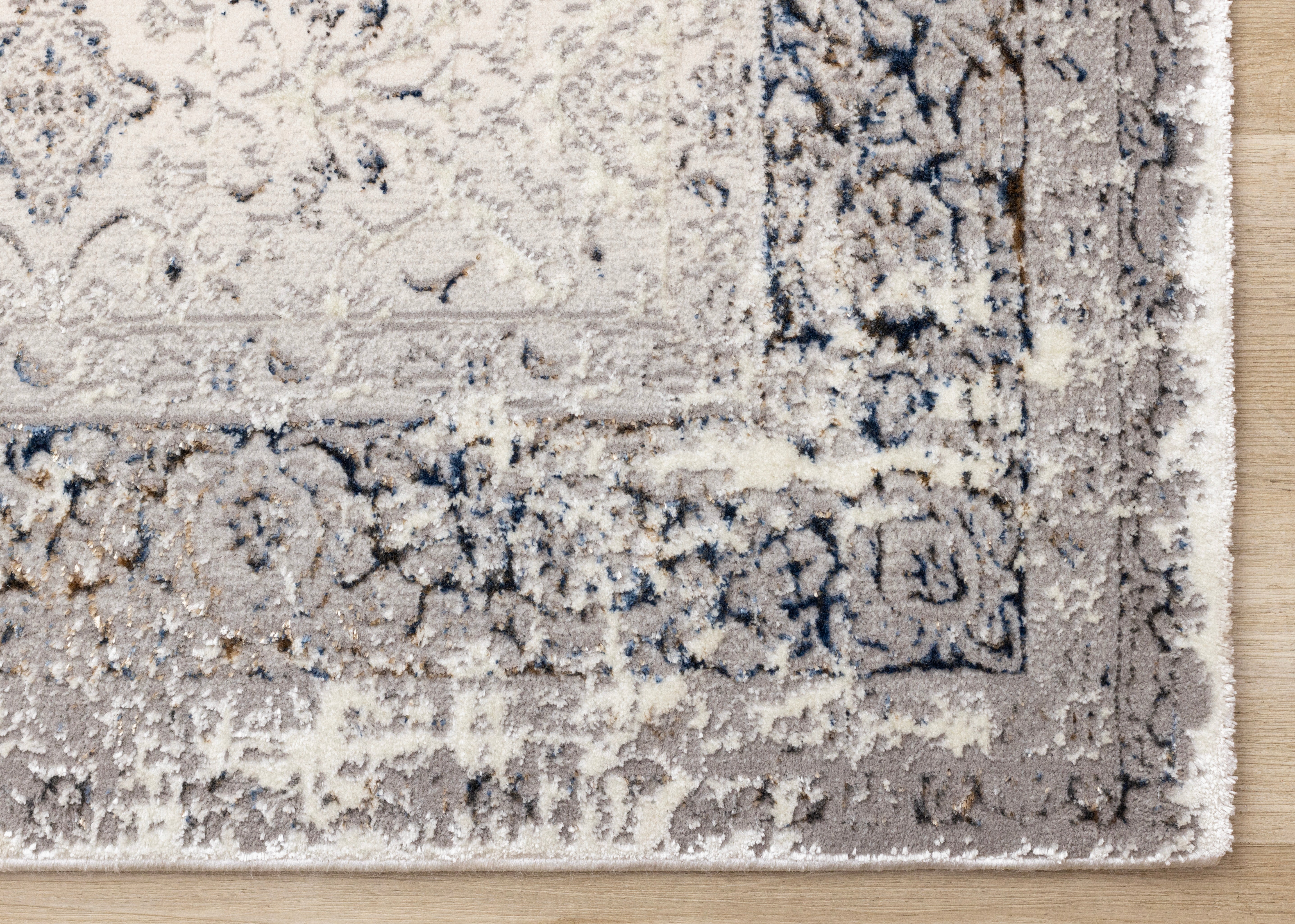 Zola Cream Blue Black Elegant Classic Rug