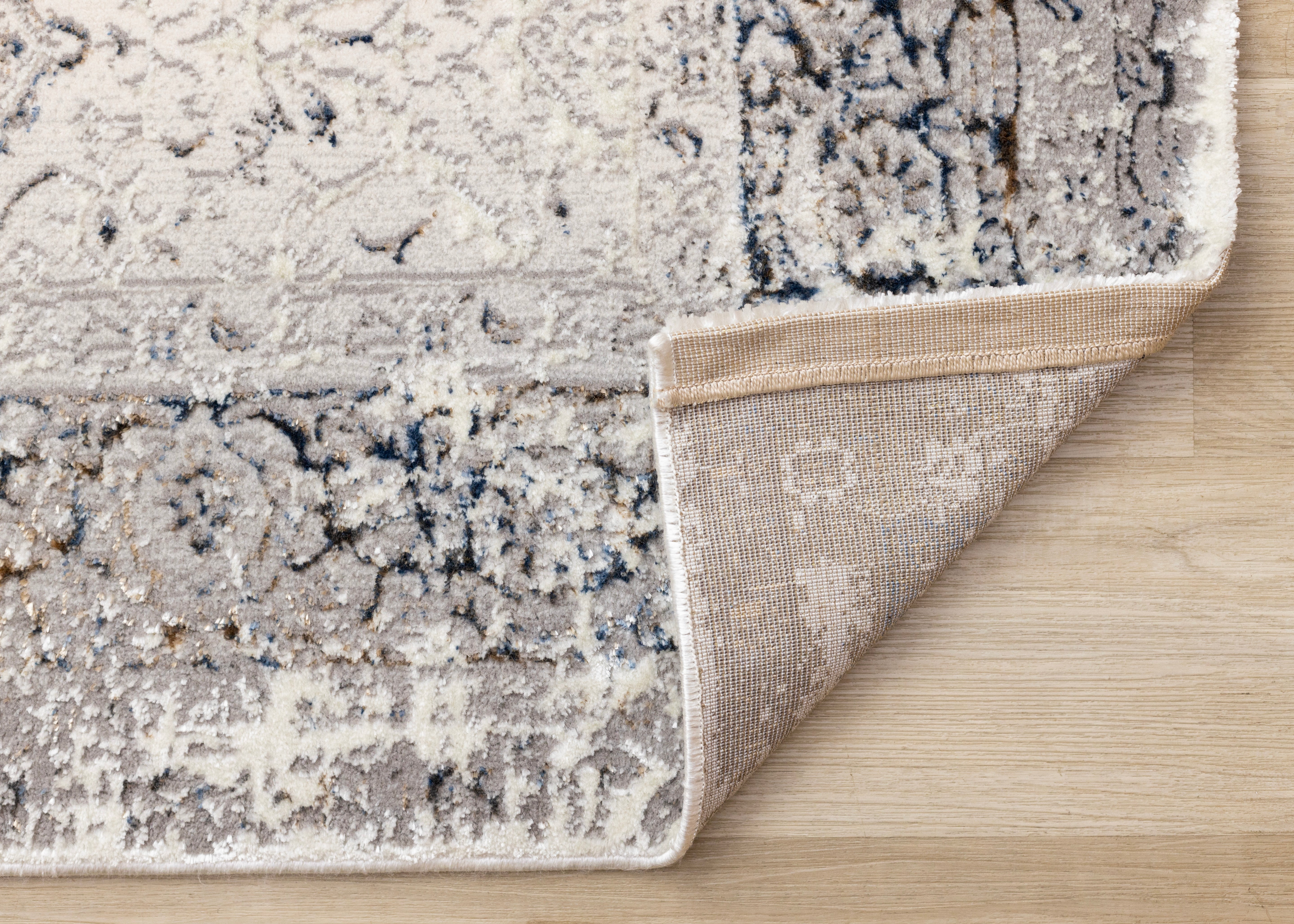 Zola Cream Blue Black Elegant Classic Rug