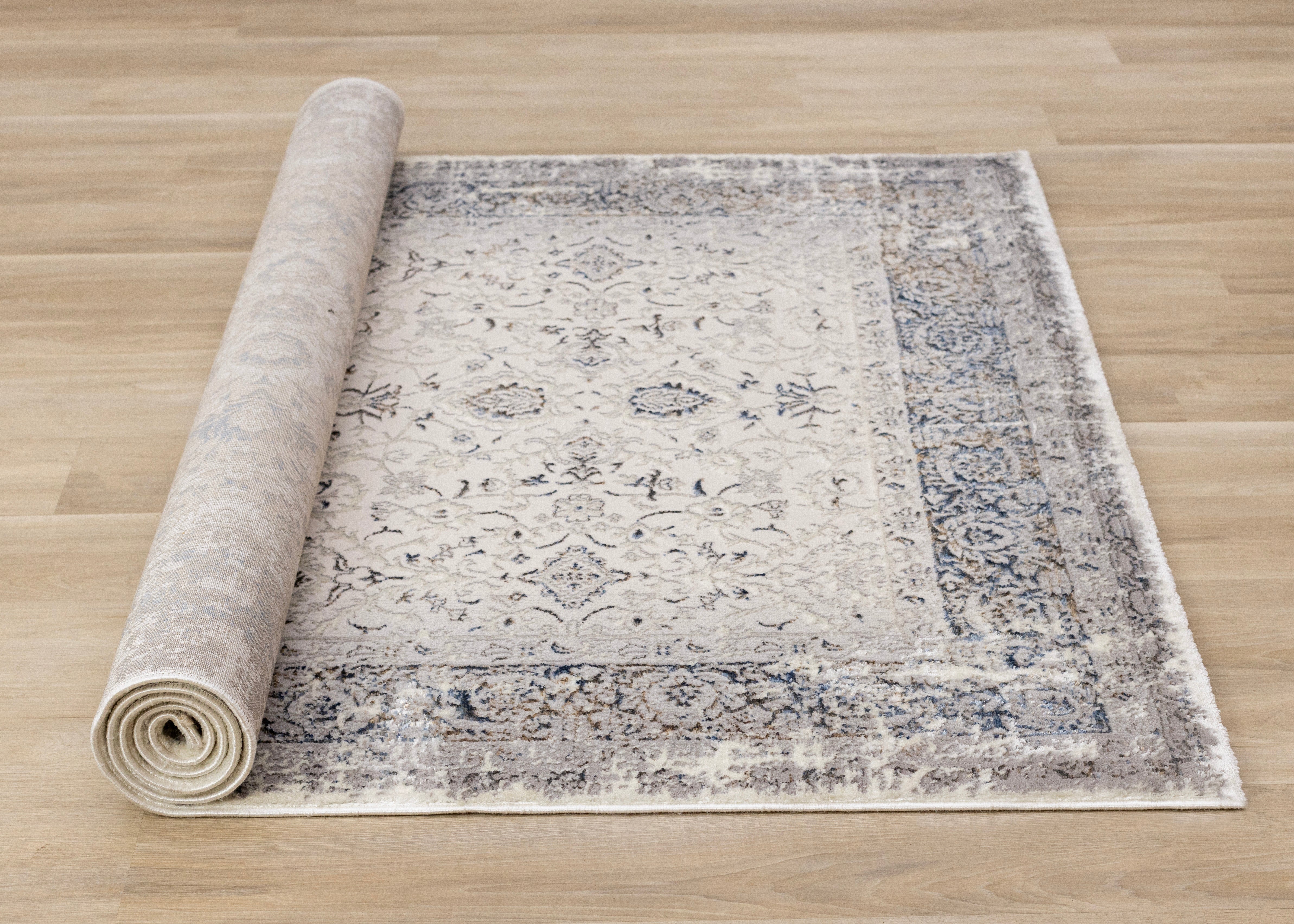 Zola Cream Blue Black Elegant Classic Rug