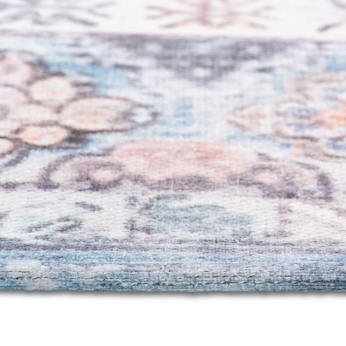 Sparx Distressed Blue Washable Transitional Rug by Viana