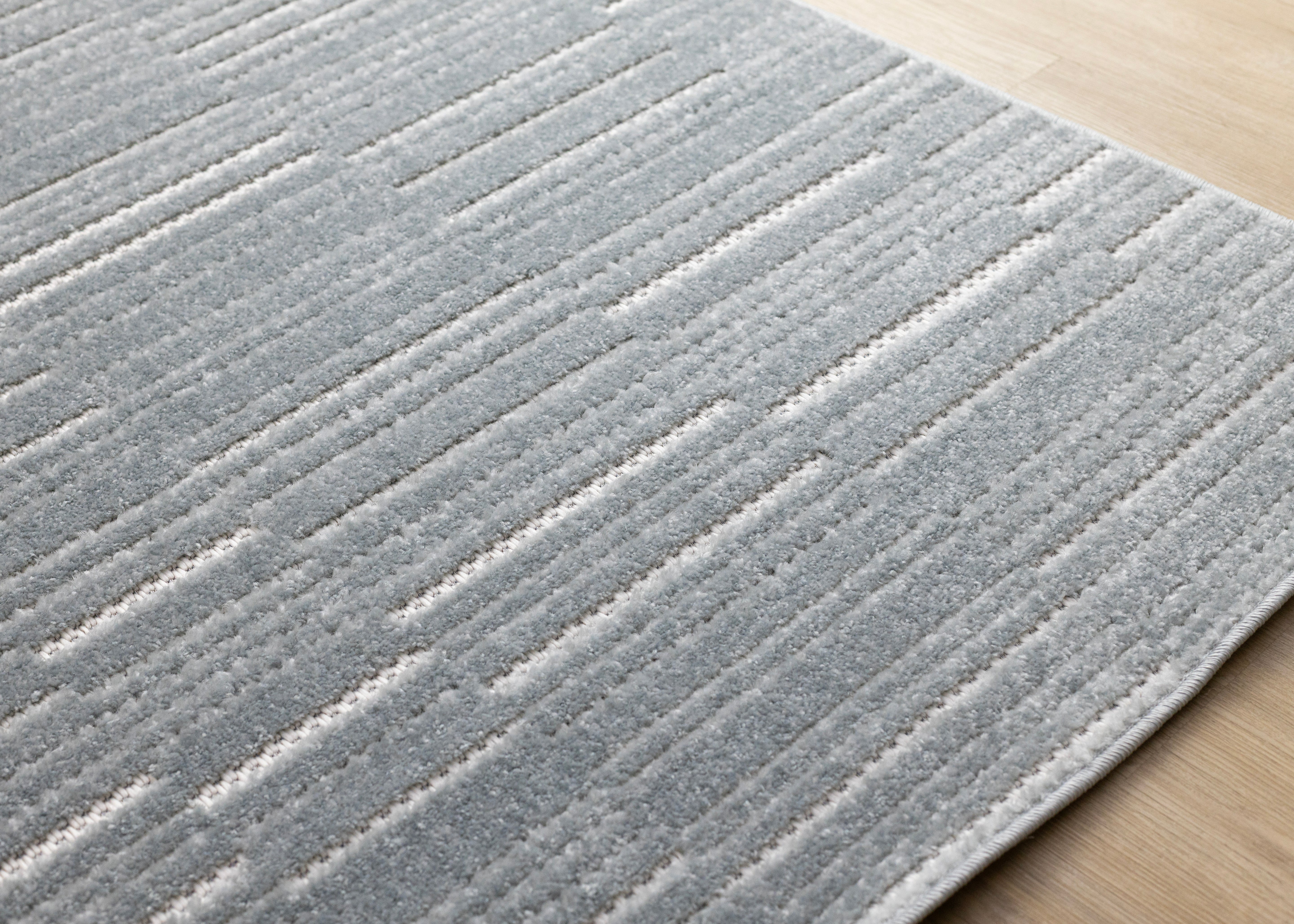 Alta Blue White Rowed Stripes Design Rug