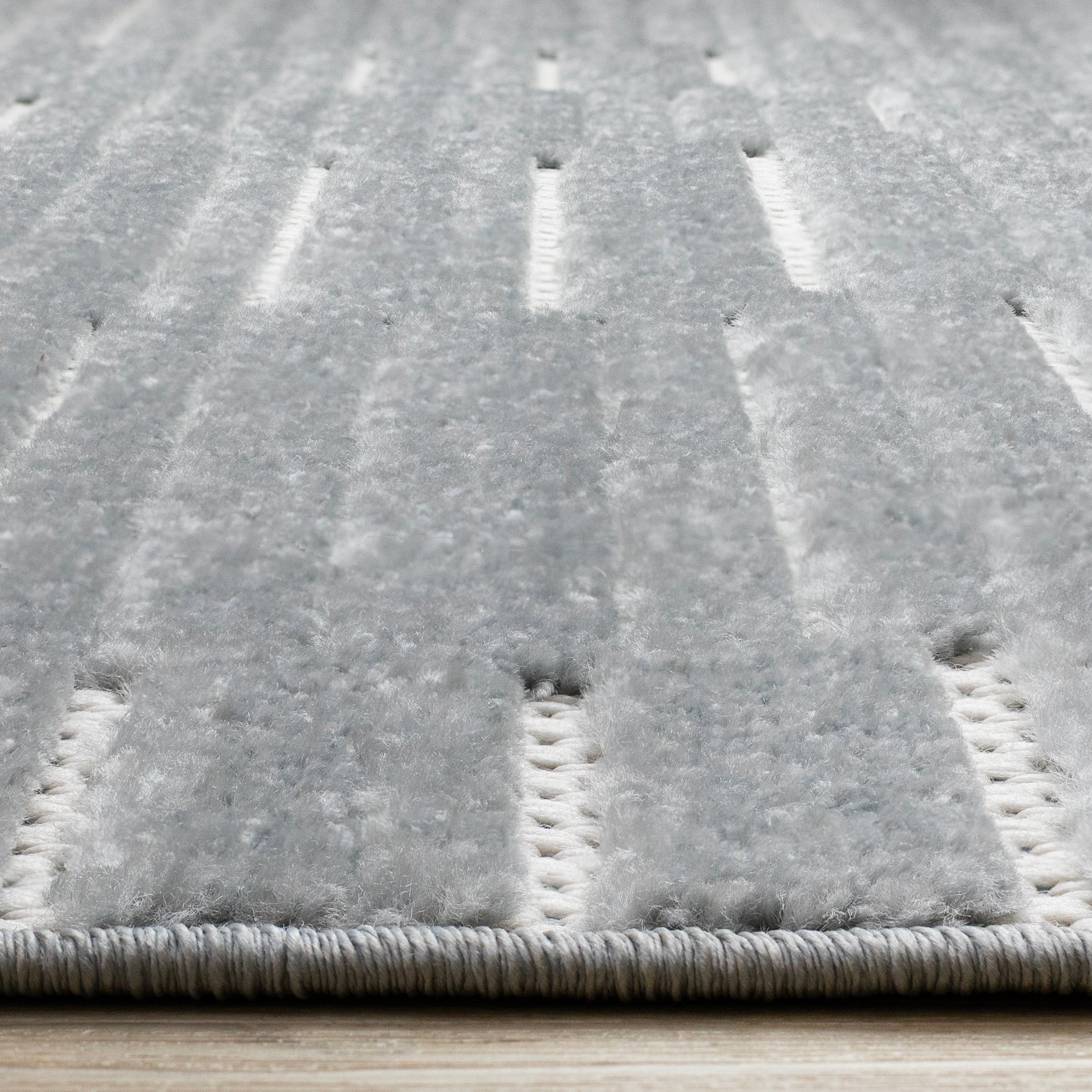 Alta Blue White Rowed Stripes Design Rug