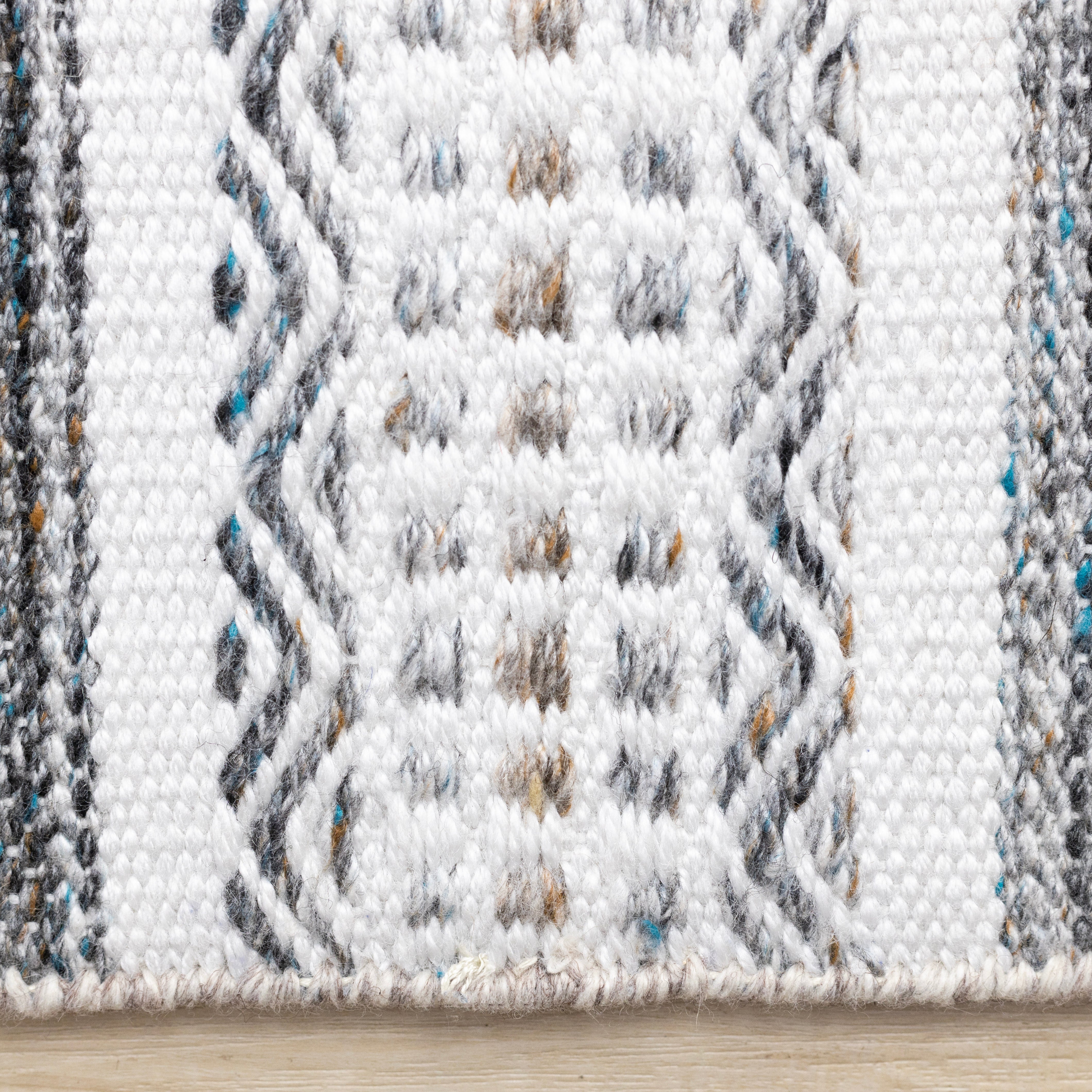 Aspen White Grey Brown Striped Southwestern Pattern Rug