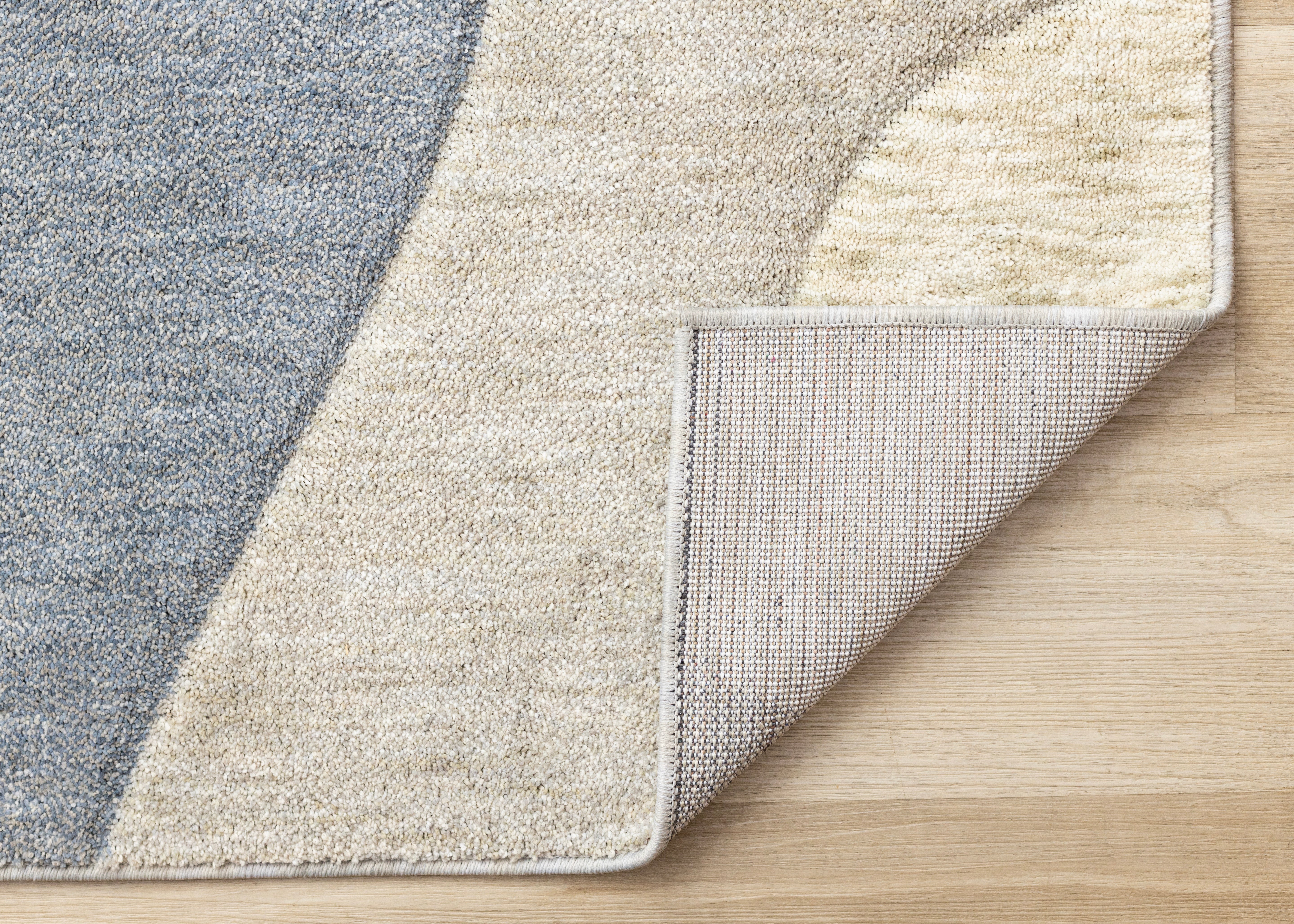 Cora Blue Cream Grey Distressed Curvy Shapes Design Rug