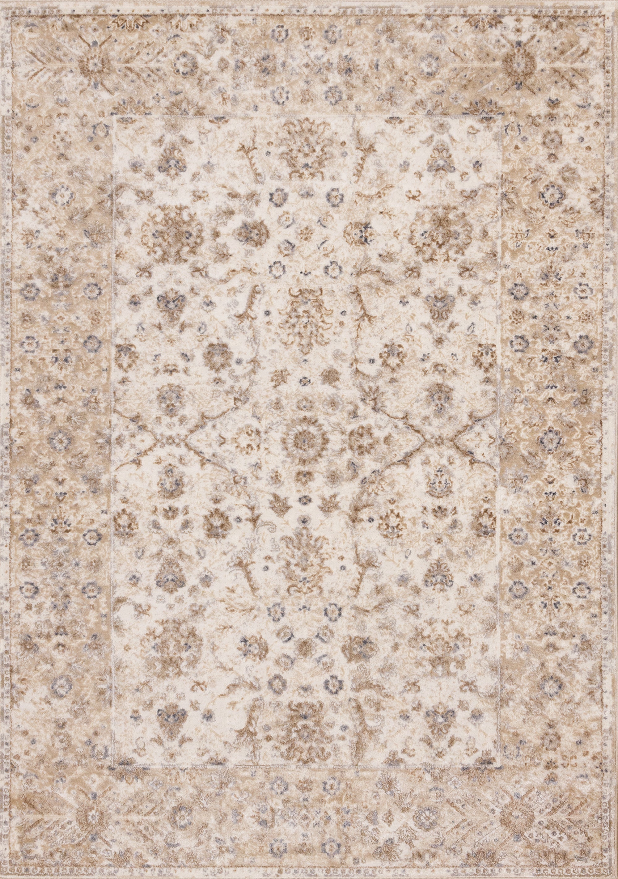 Emory Beige White Grey Elegant Classic Rug