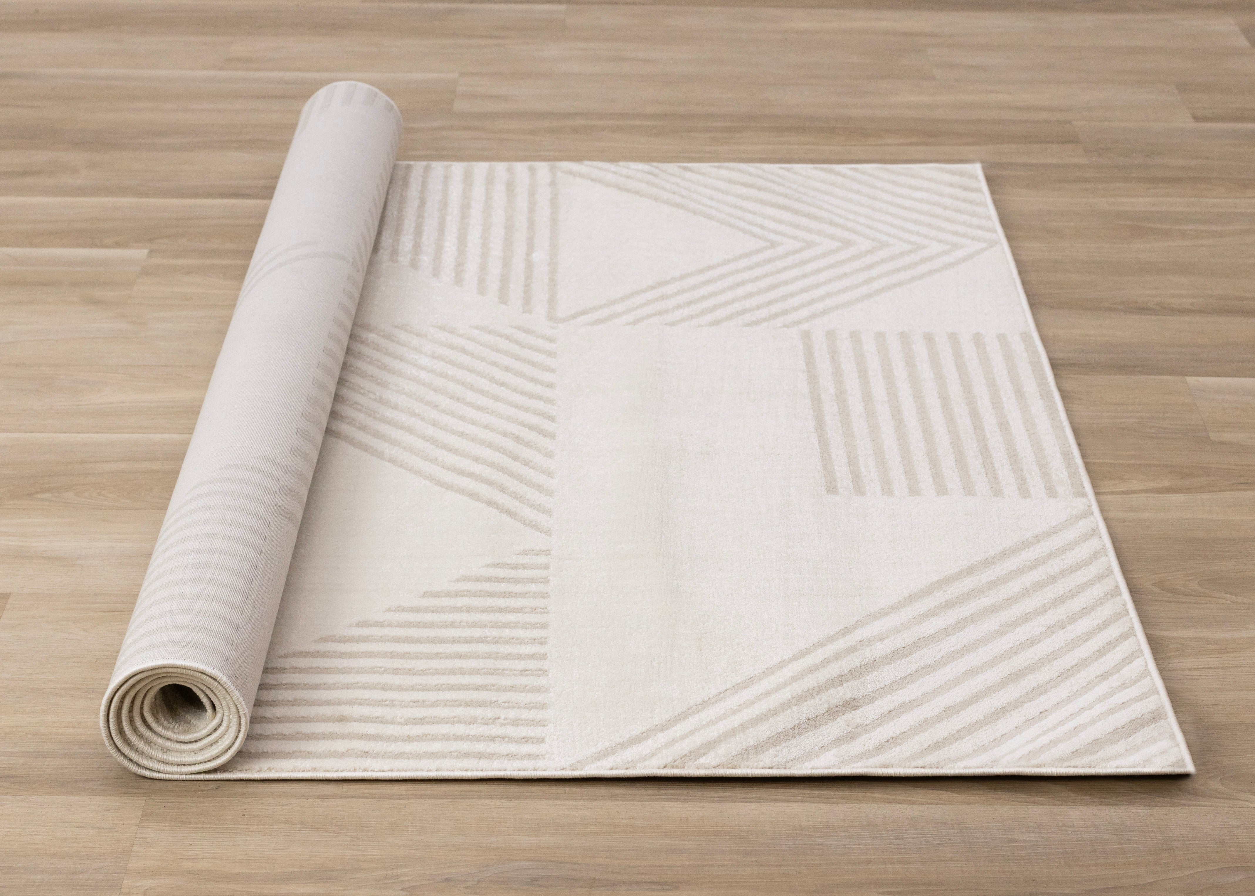 Hayden Cream Beige Contemporary Modern Geometric Rug