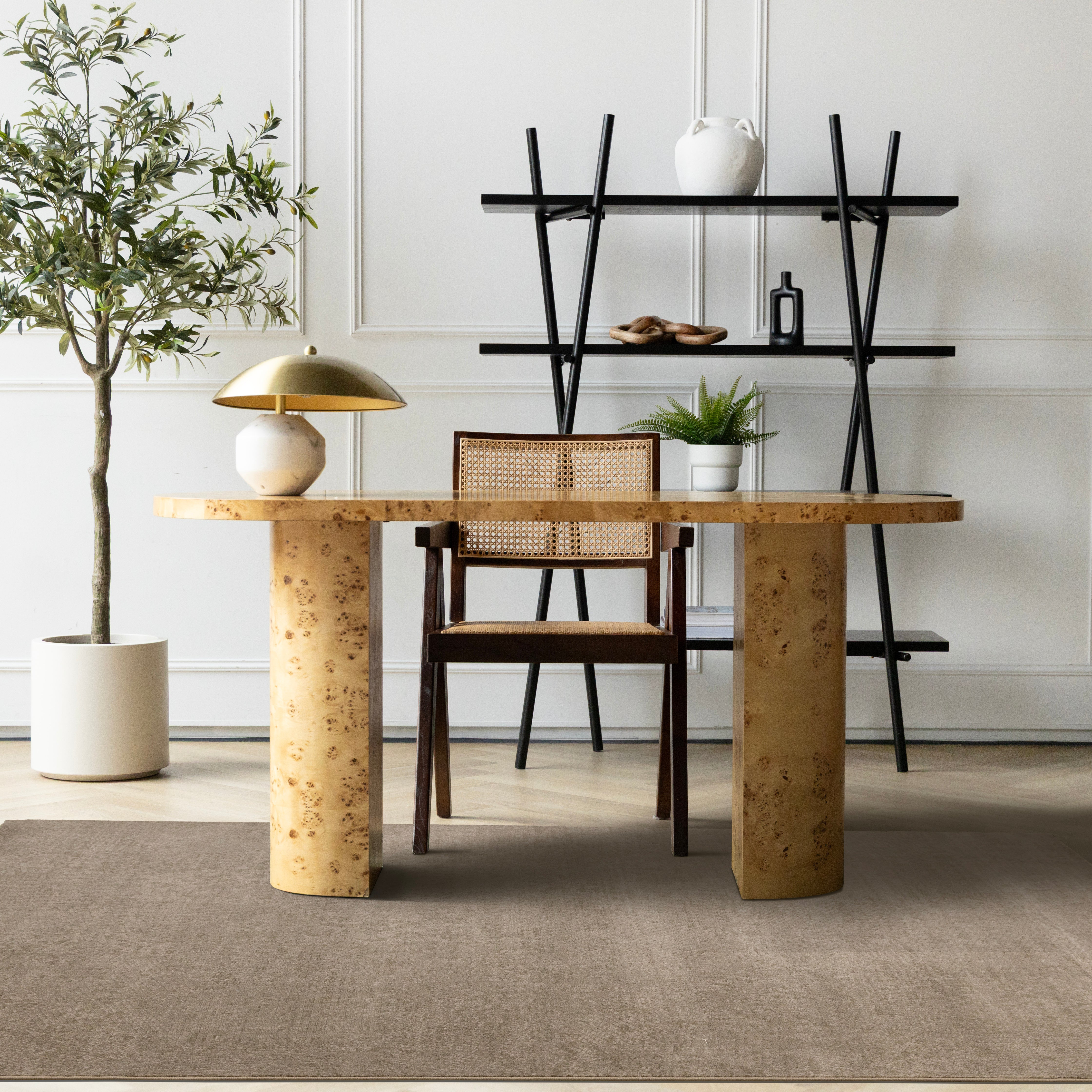 Himalaya Green Taupe Striped Geometric Shapes Rug