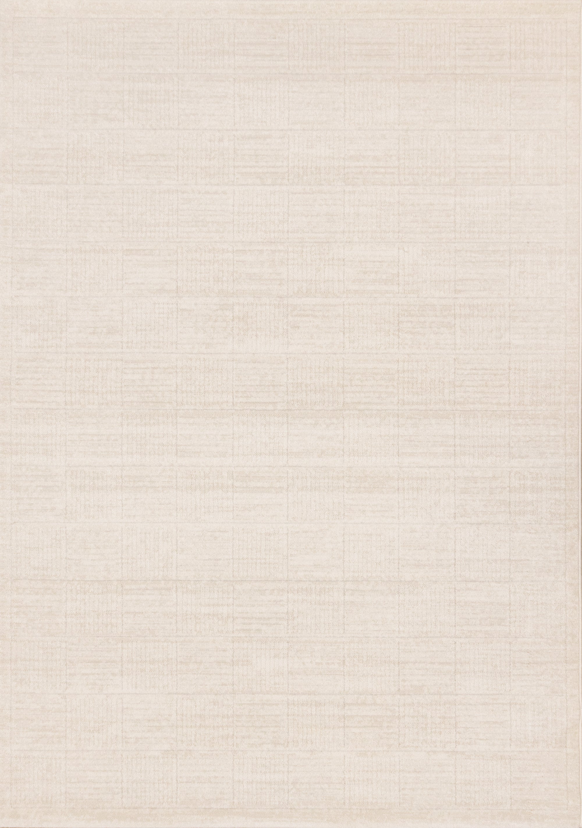 Himalaya White Taupe Striped Checkers Rug