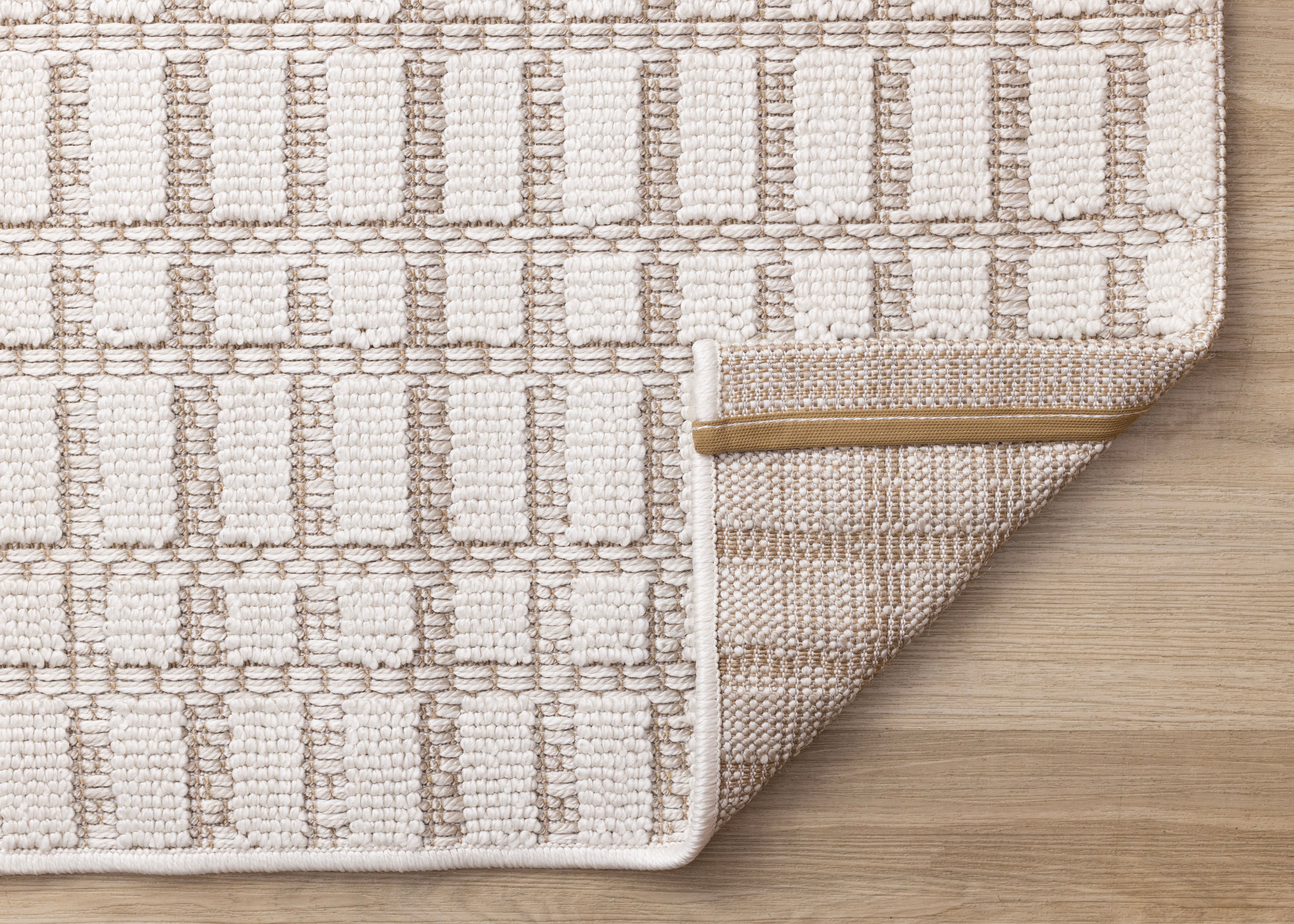 Isla White Taupe Intricate Grid Design Rug