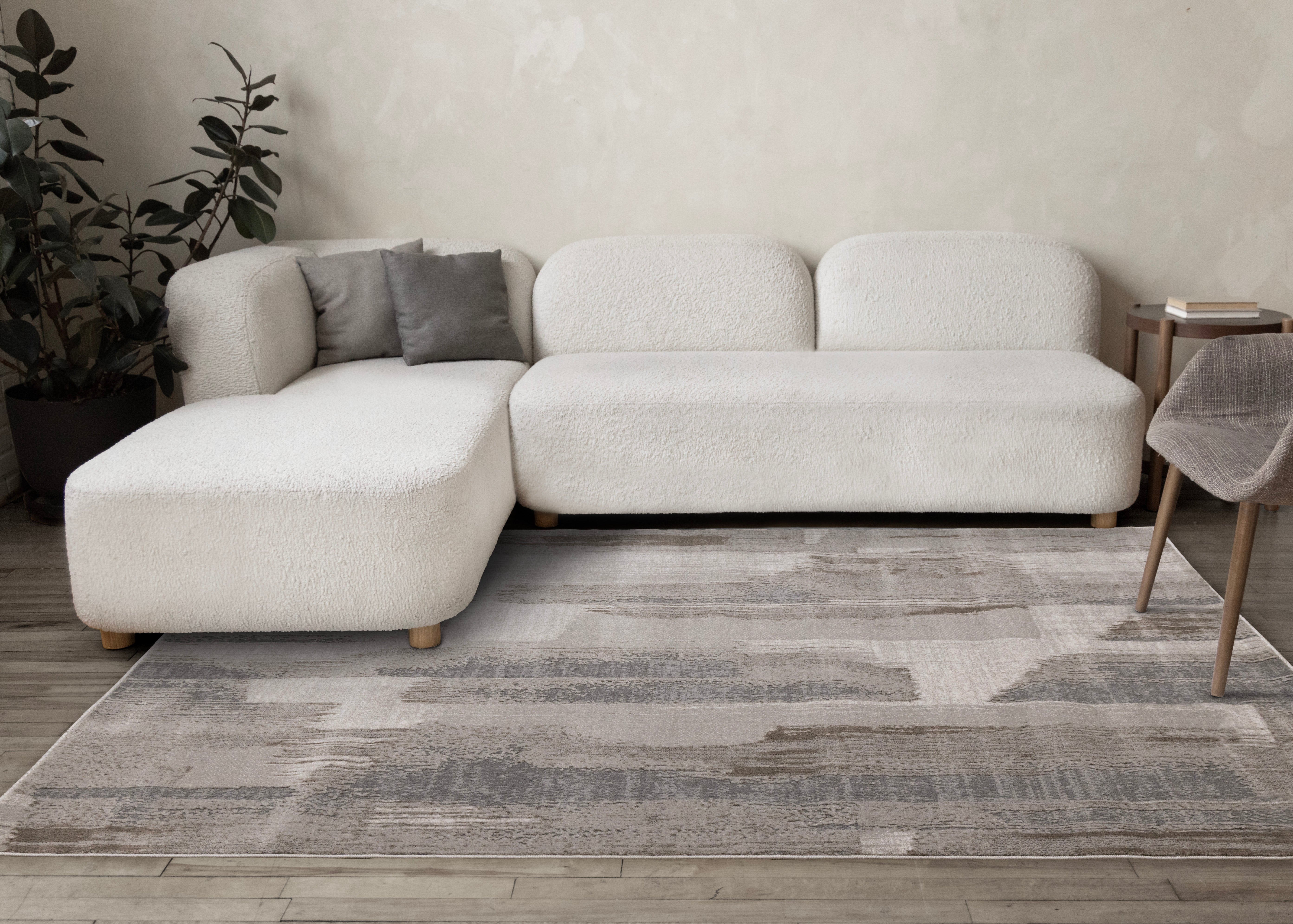 Legacy Taupe White Grey Beige Brush Strokes Design