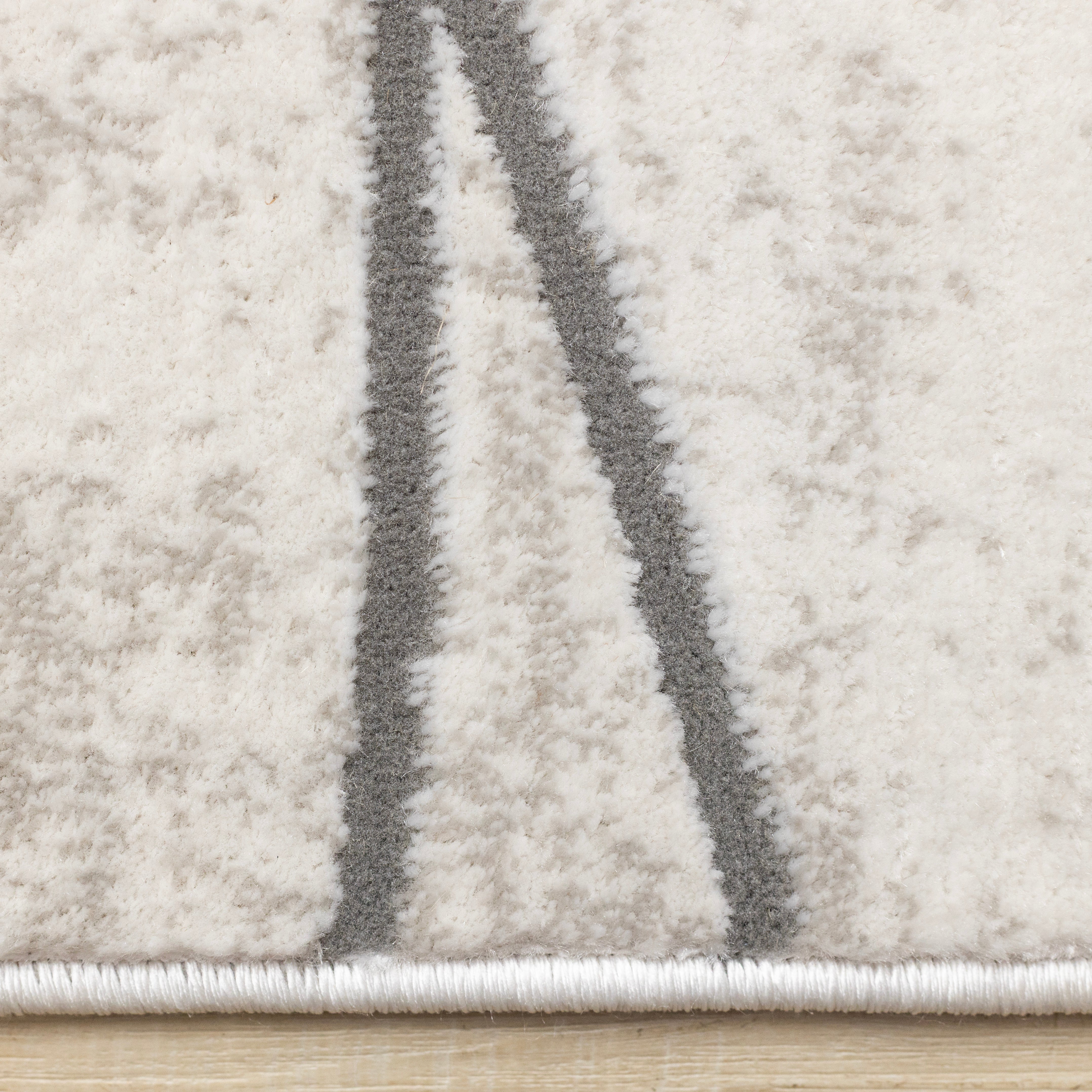 Legacy Taupe Beige White Grey Rounded Shapes Design Rug