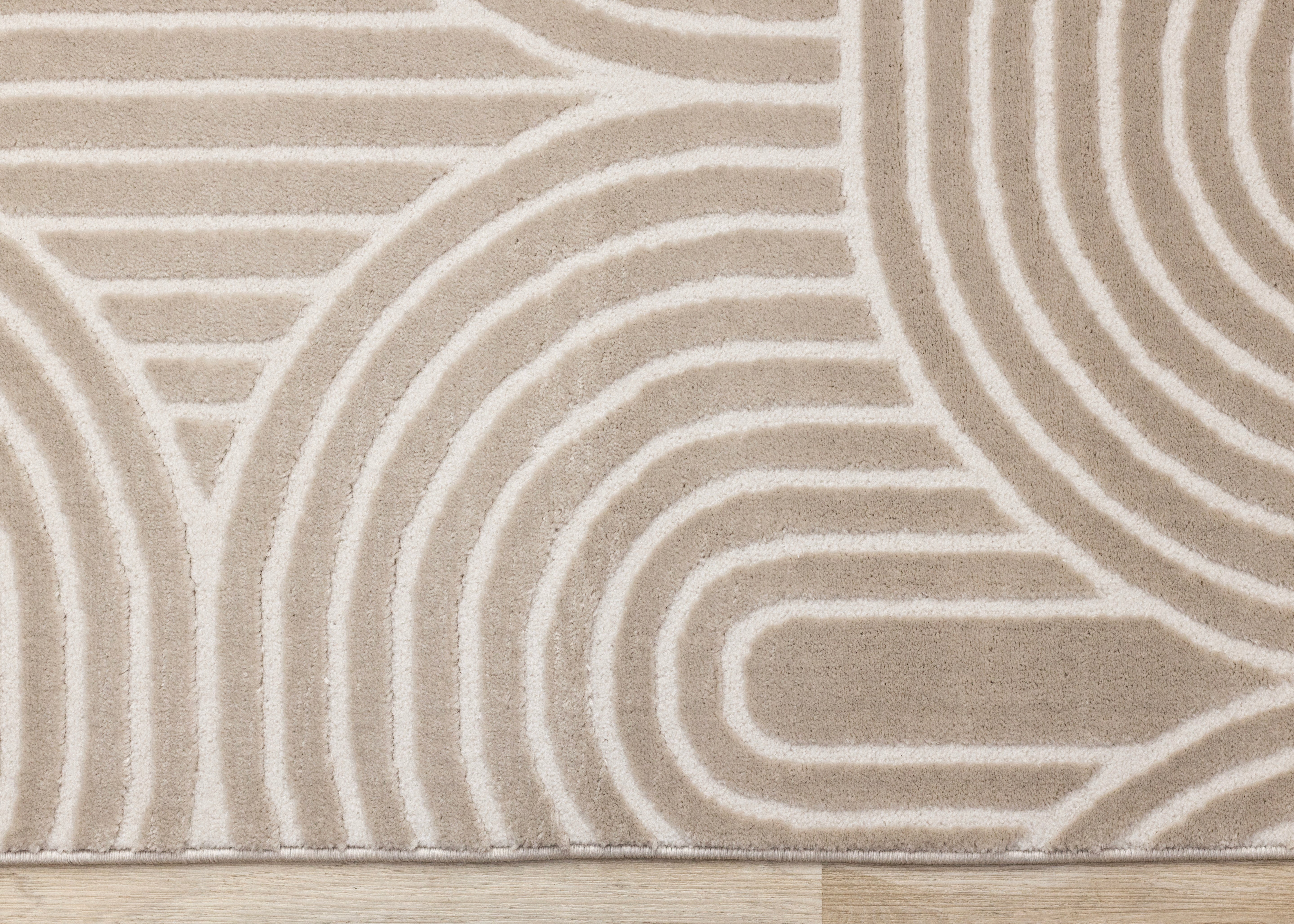Leo Cream Beige Modern Geometric Arches Pattern Rug