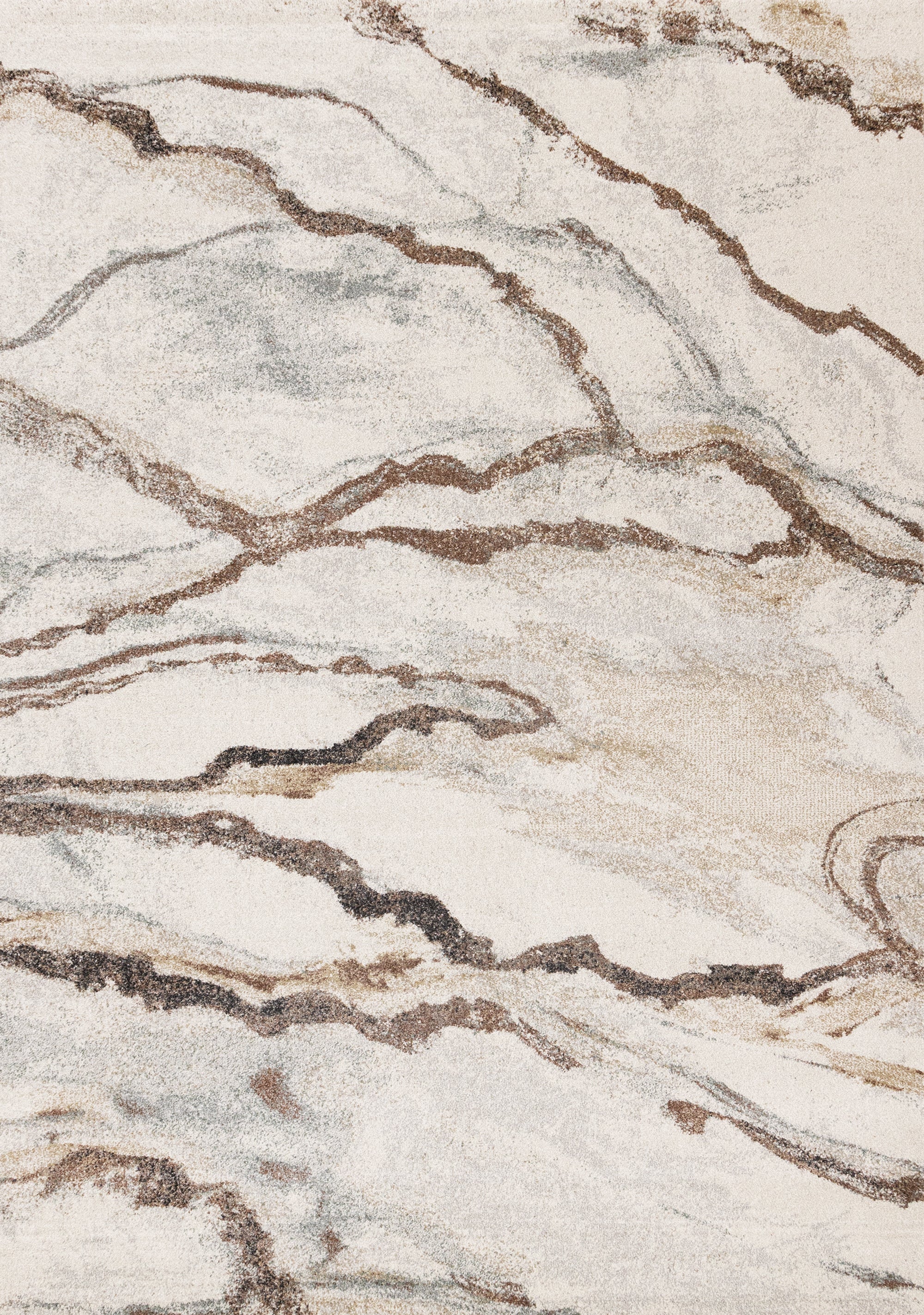 Mae White Grey Orange Veined Marble Design Rug