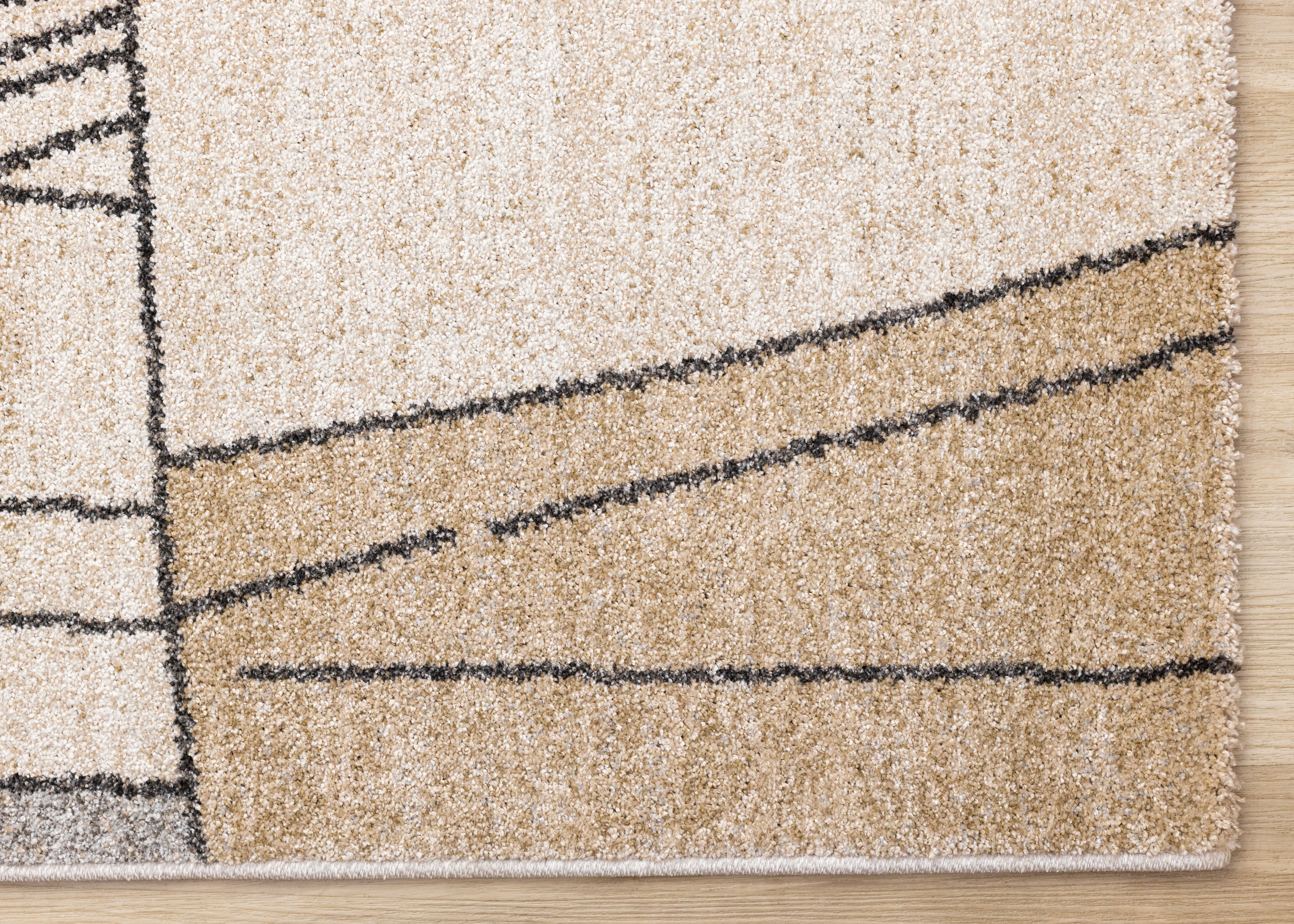Mae White Beige Orange Stain Glass Design Rug