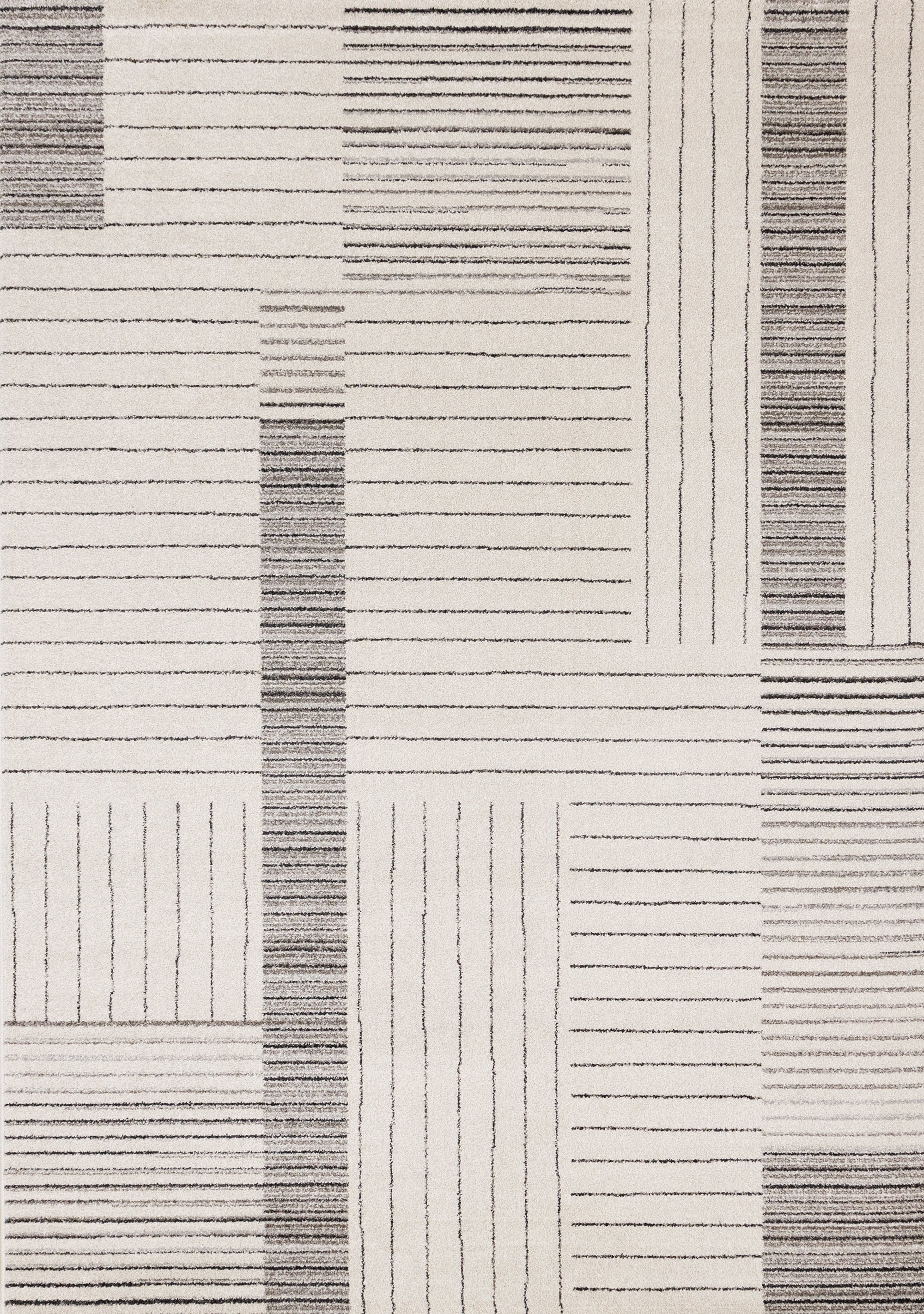 Mae White Black Intricate Line Design Rug