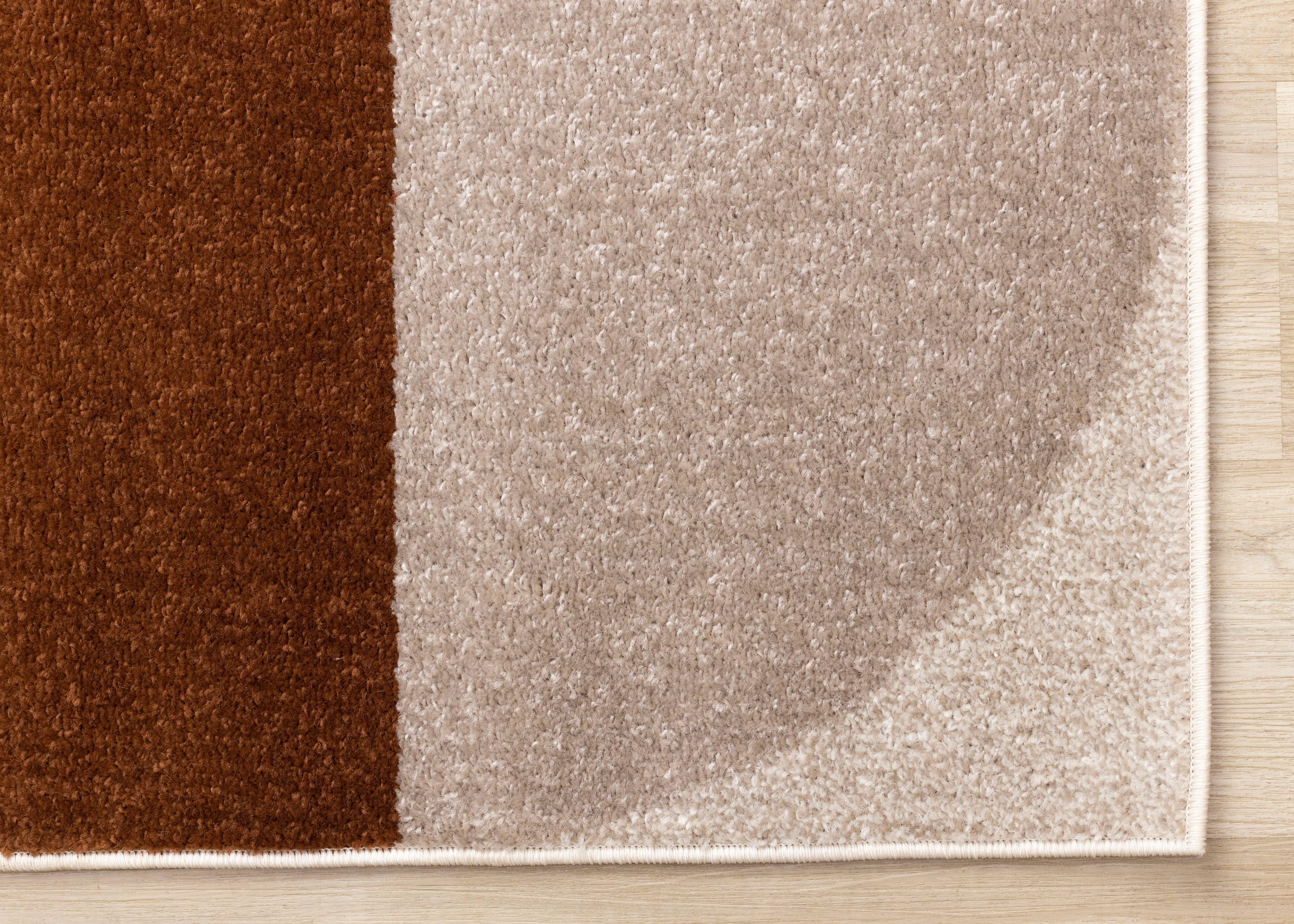 Malibu Taupe Oxblood Cream Striped Curvy Geometric Design Rug