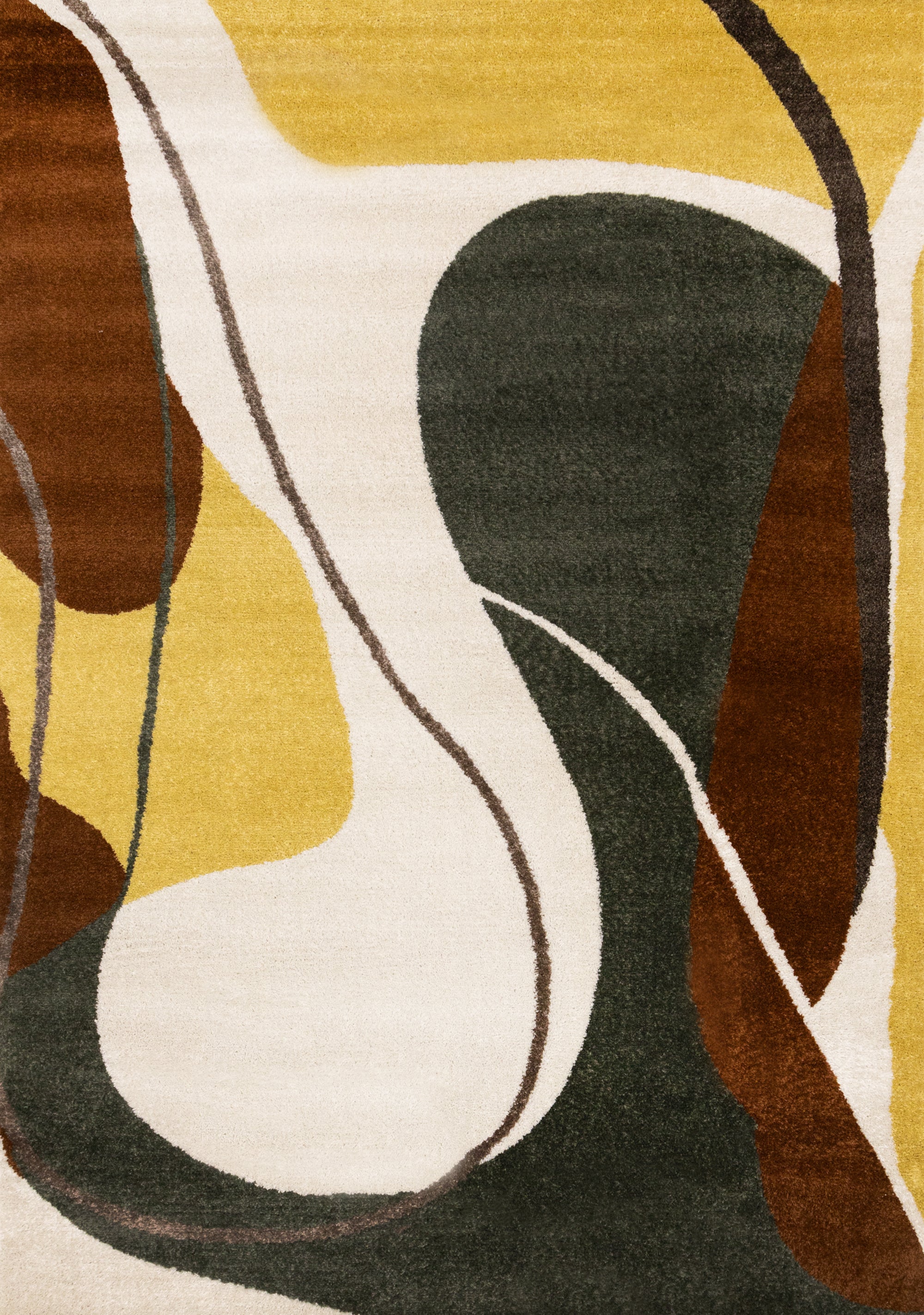 Malibu Yellow Green Brown White Abstract Design Rug
