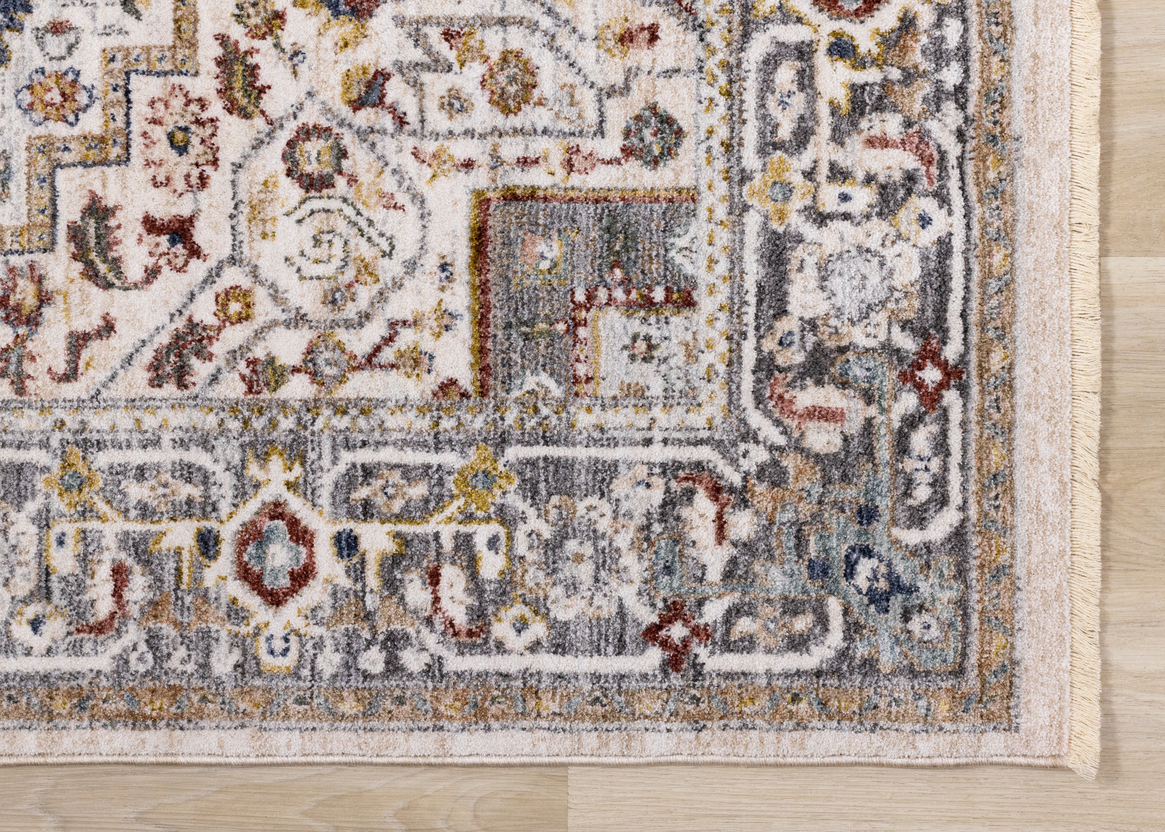 Marisa Cream Beige Floral Medallion Rug