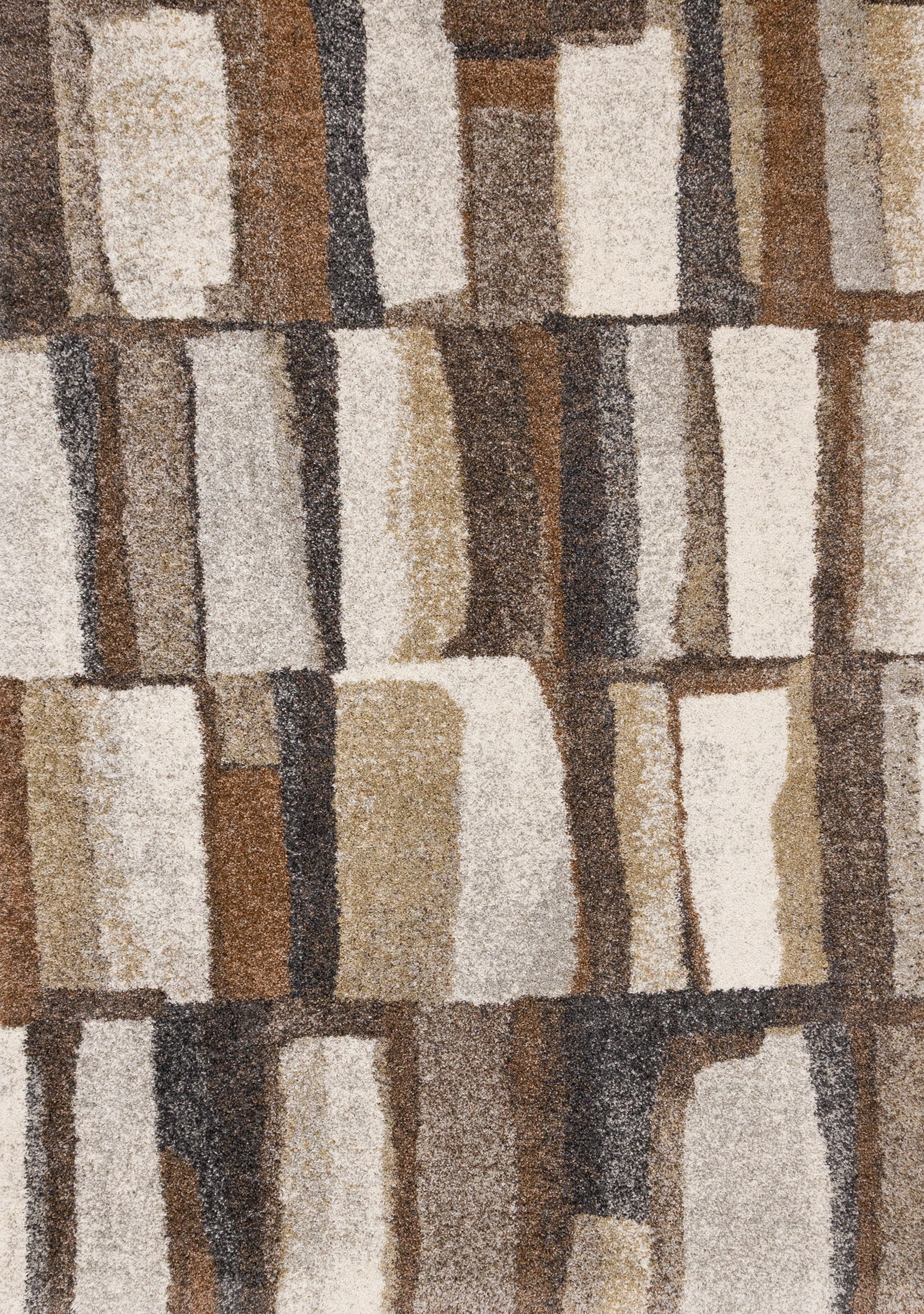 Marquis Orange Brown Cream Grey Organic Patched Design Rug