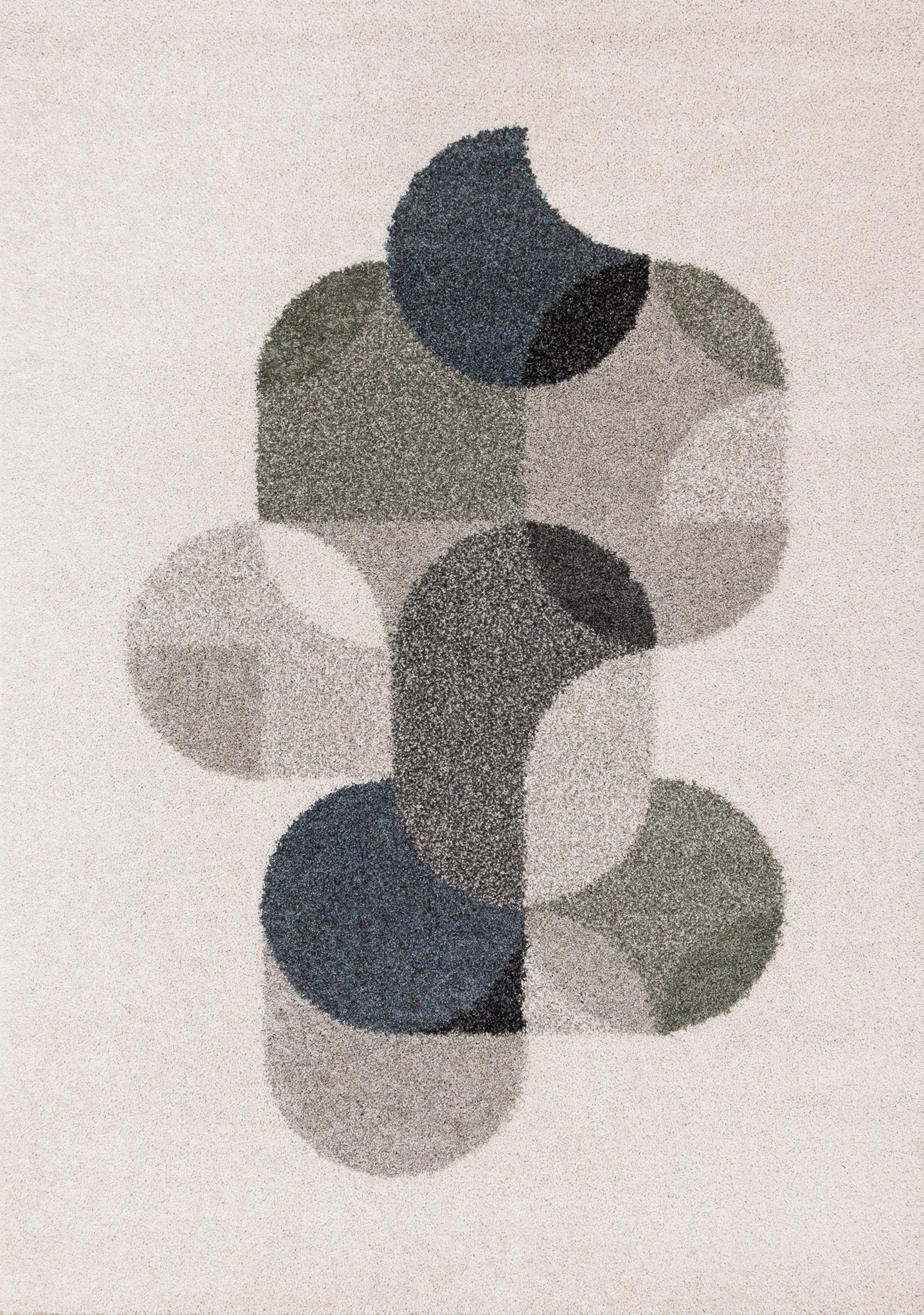 Mora Grey Blue Green Overlapping Ovals Rug