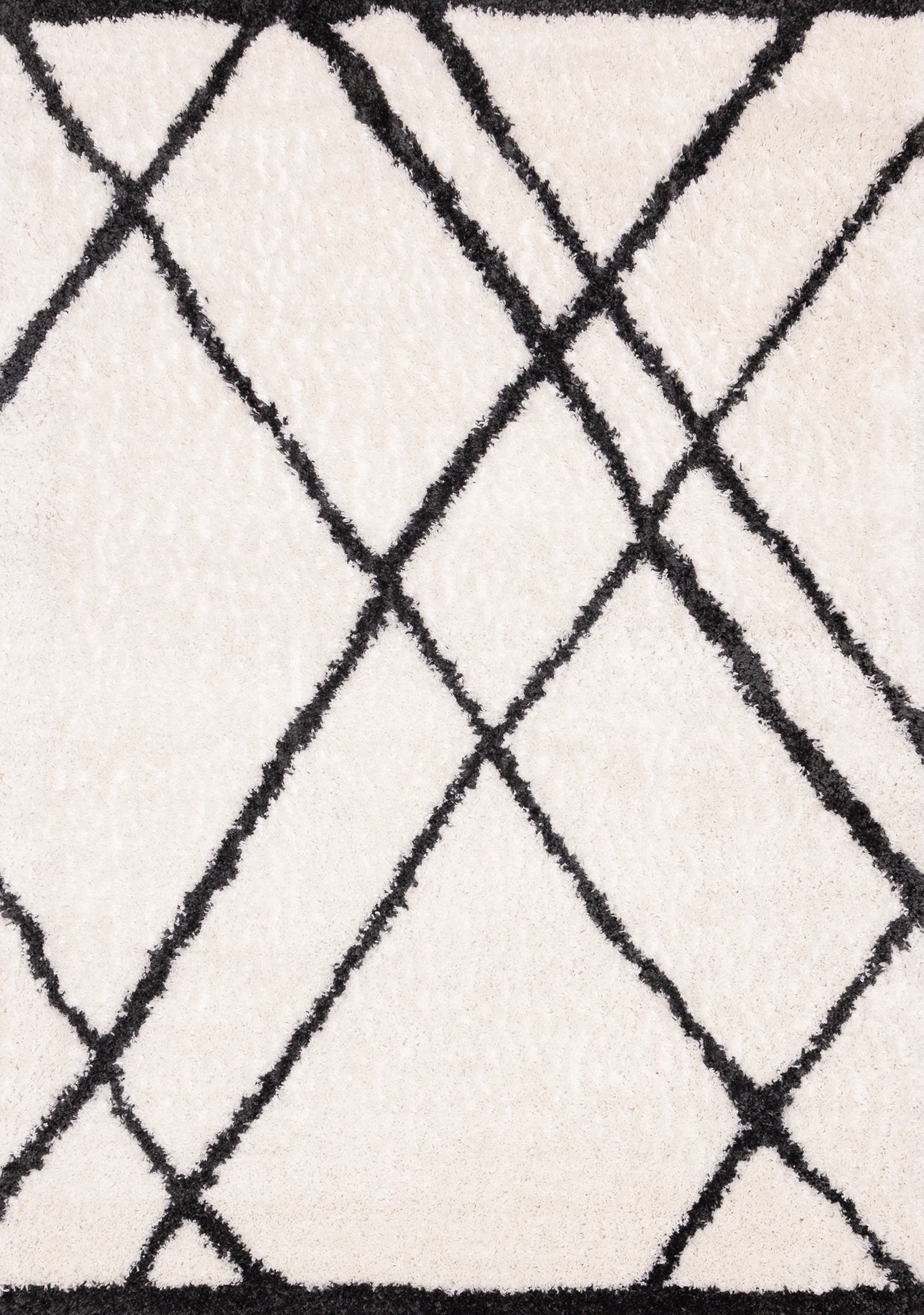 Pascal White Grey Geometric Comfort Shag Rug