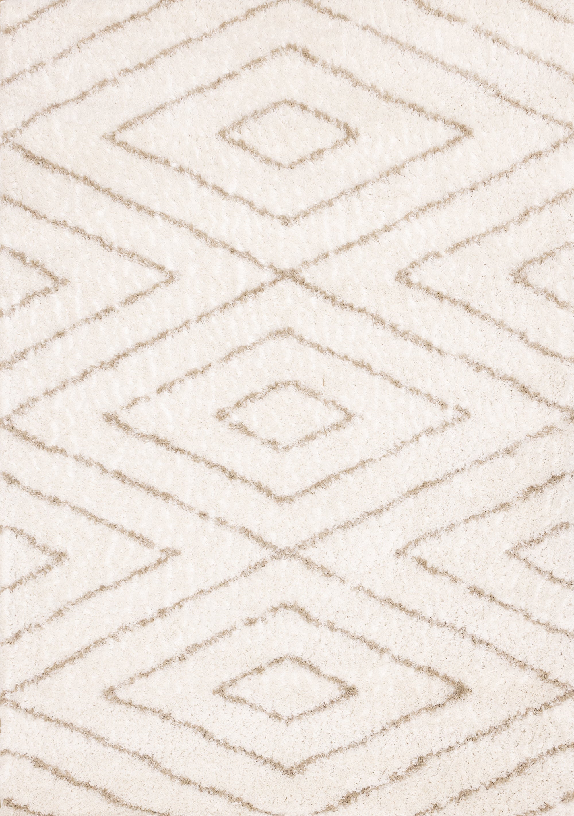 Pascal Cream Beige Geometric Shag Rug