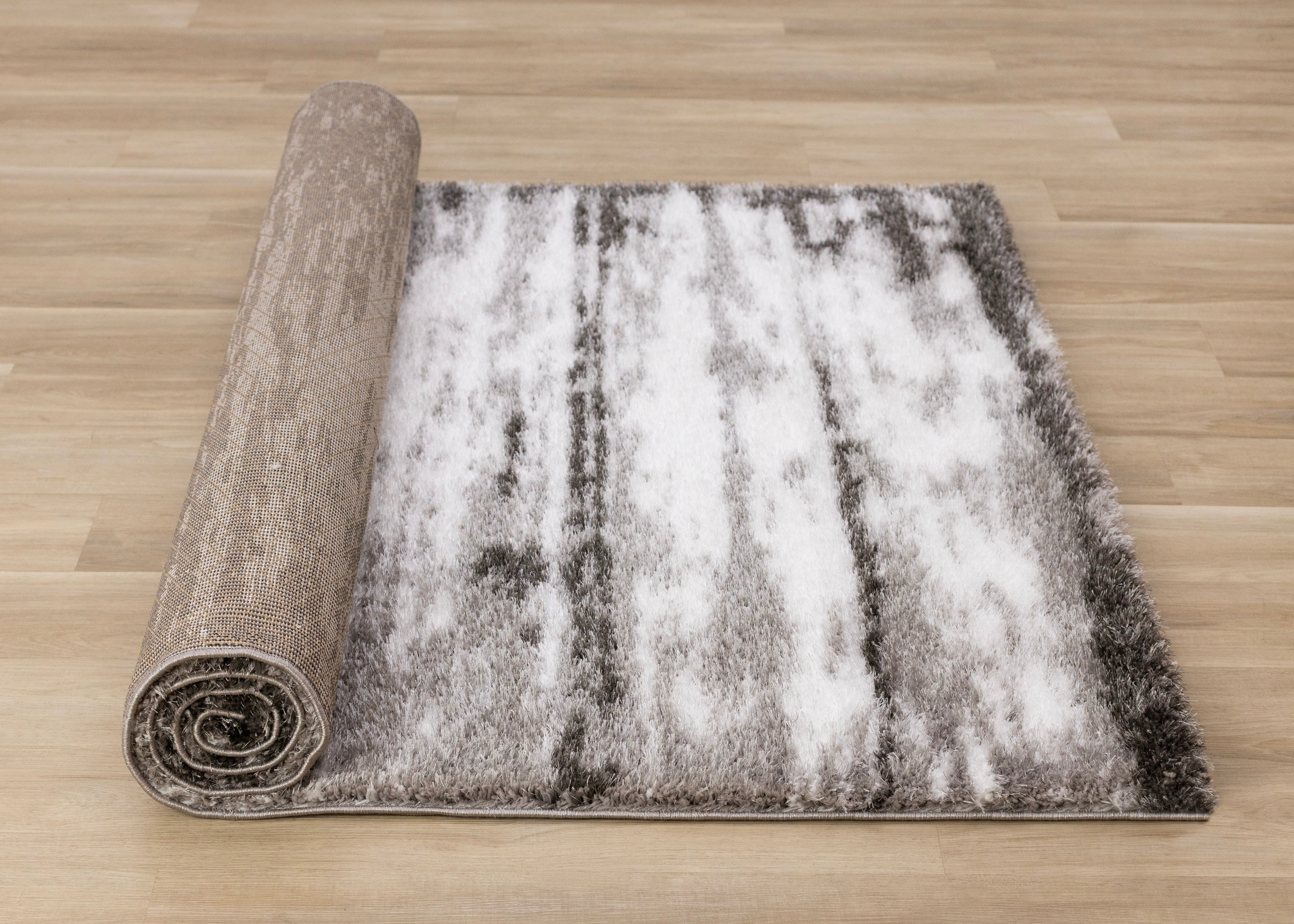 Posh Black White Grey Distressed Rug