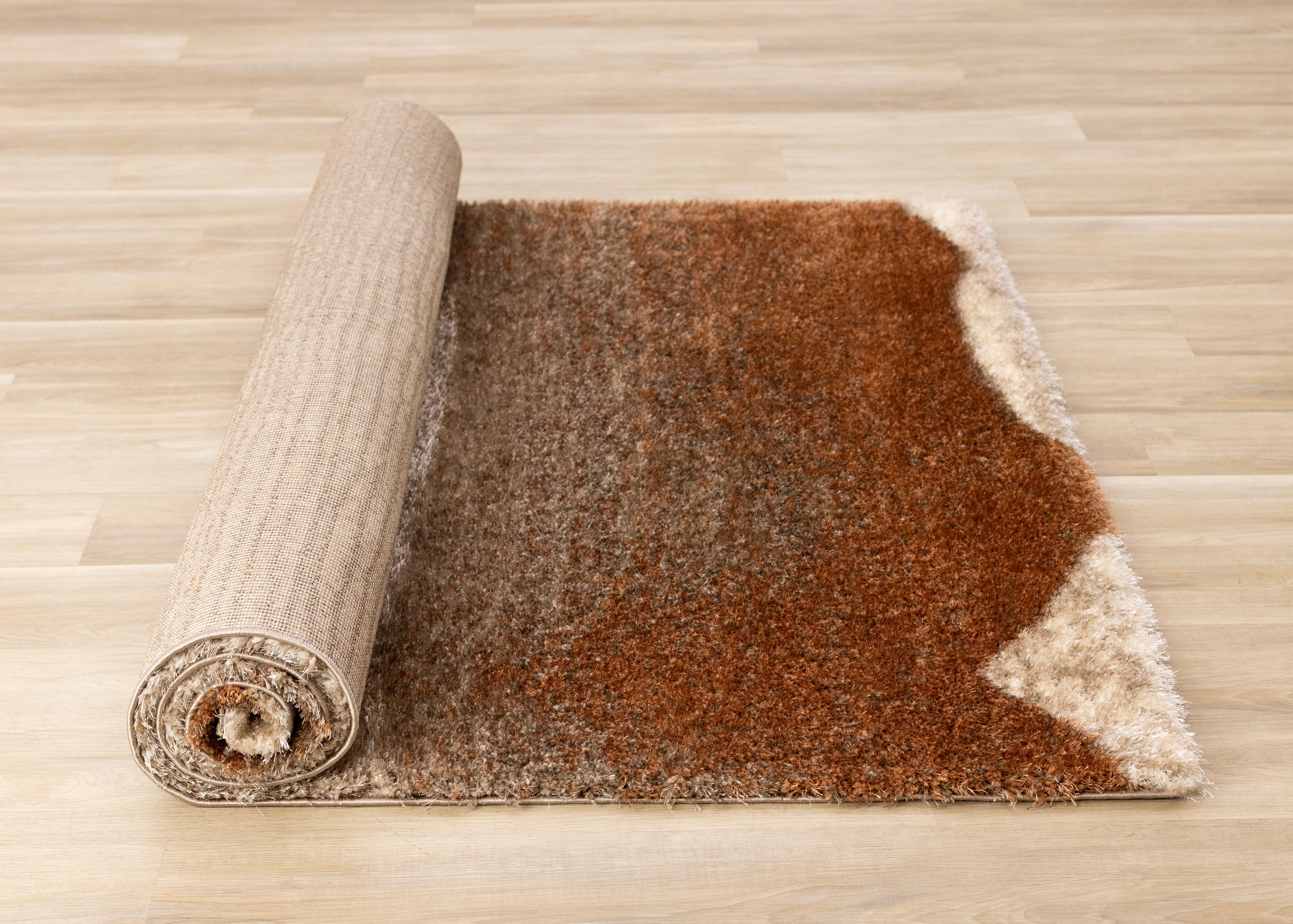 Posh Orange Taupe Cream Sandbanks Design Rug