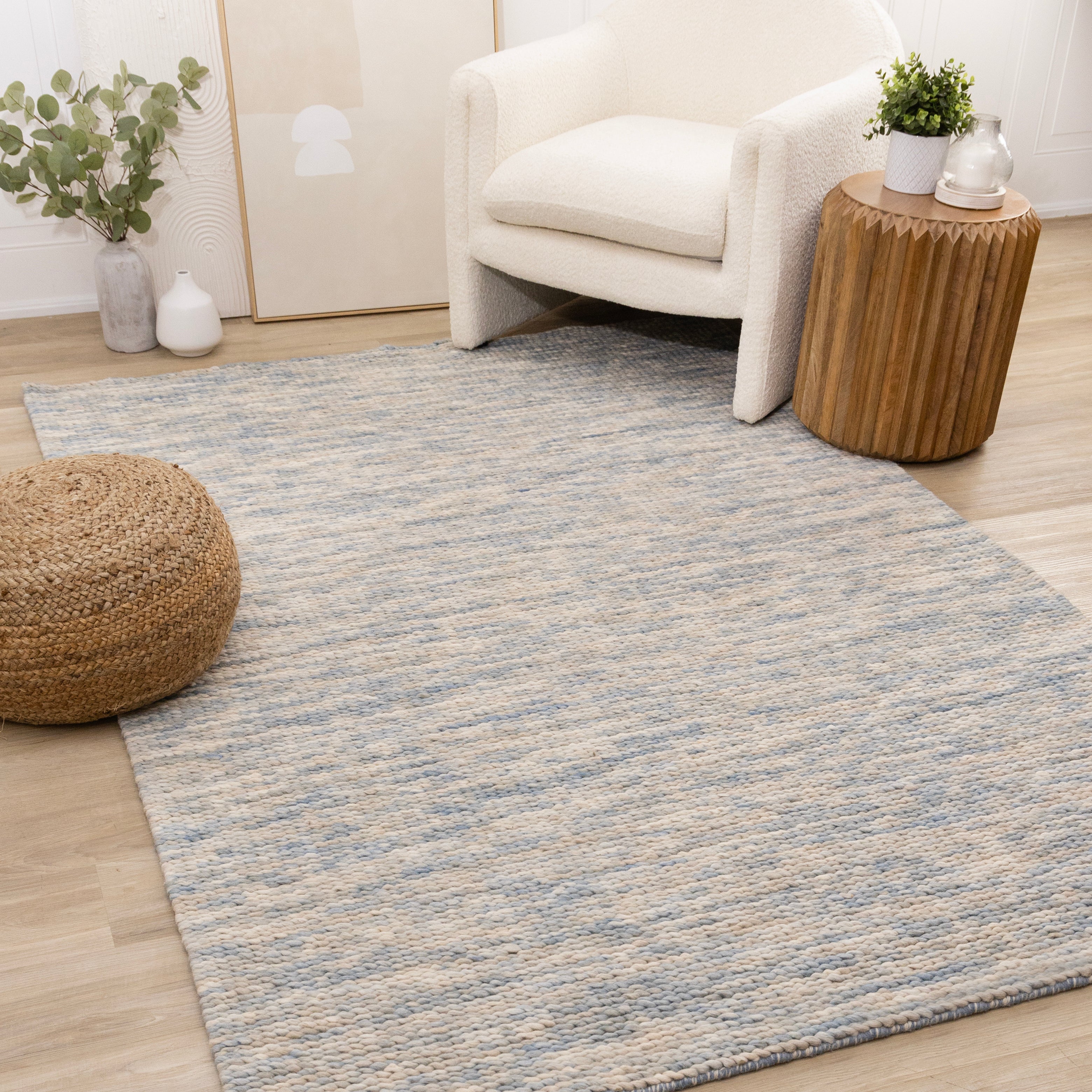 Ripple Blue Beige White Organic Design Rug