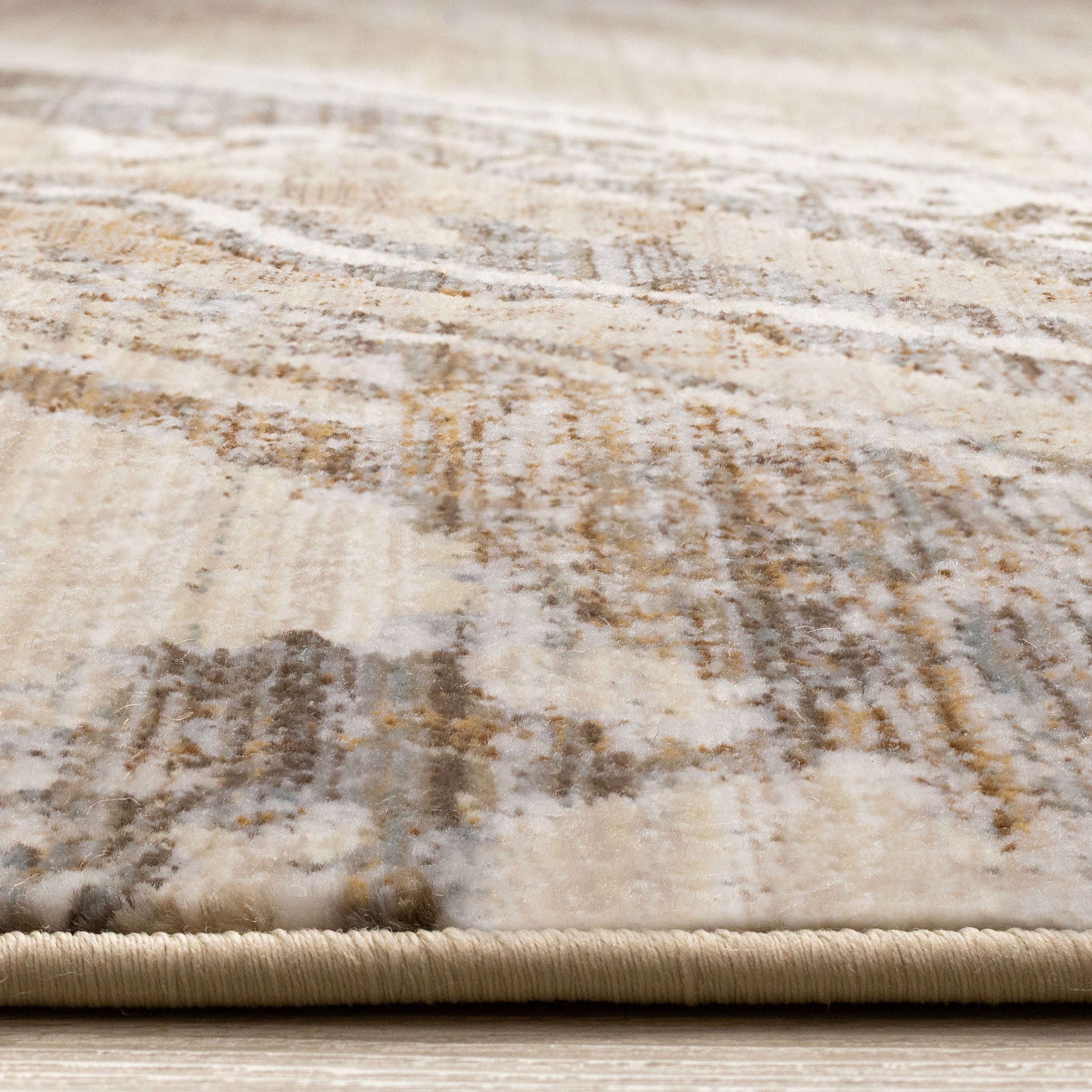 Samira Beige Brown Grey Distressed Organic Lines
