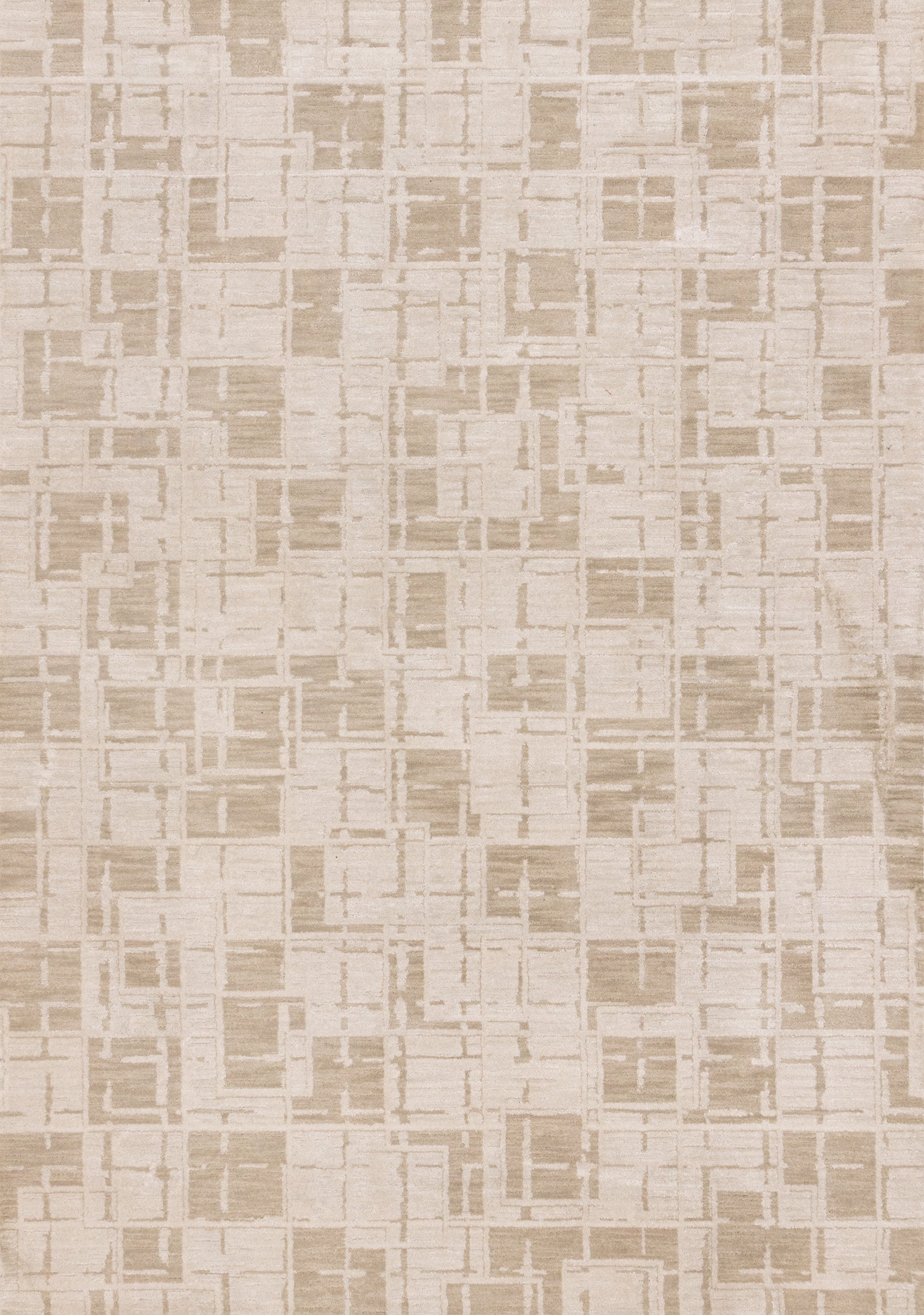 Sawyer Taupe White Distressed Grid Shapes Design