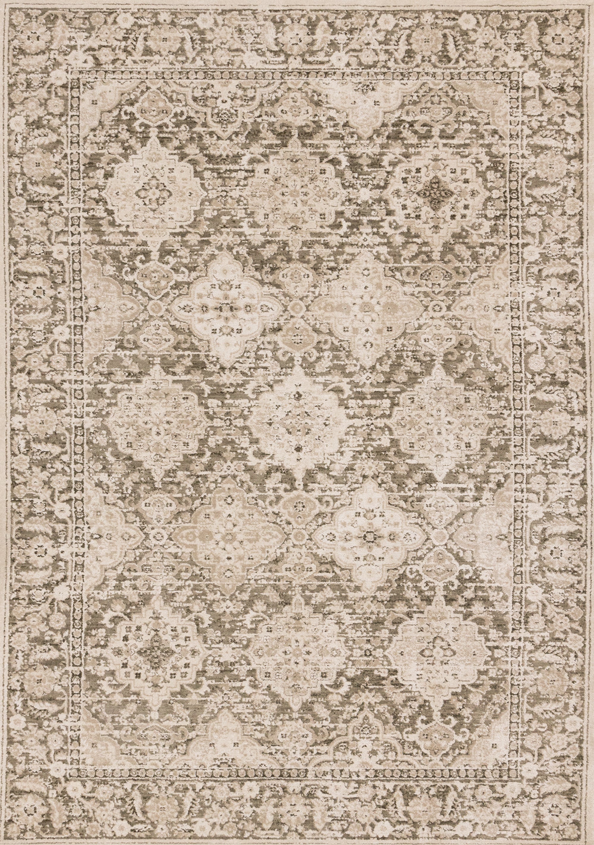 Sawyer Taupe White Green Elegant Classic Rug