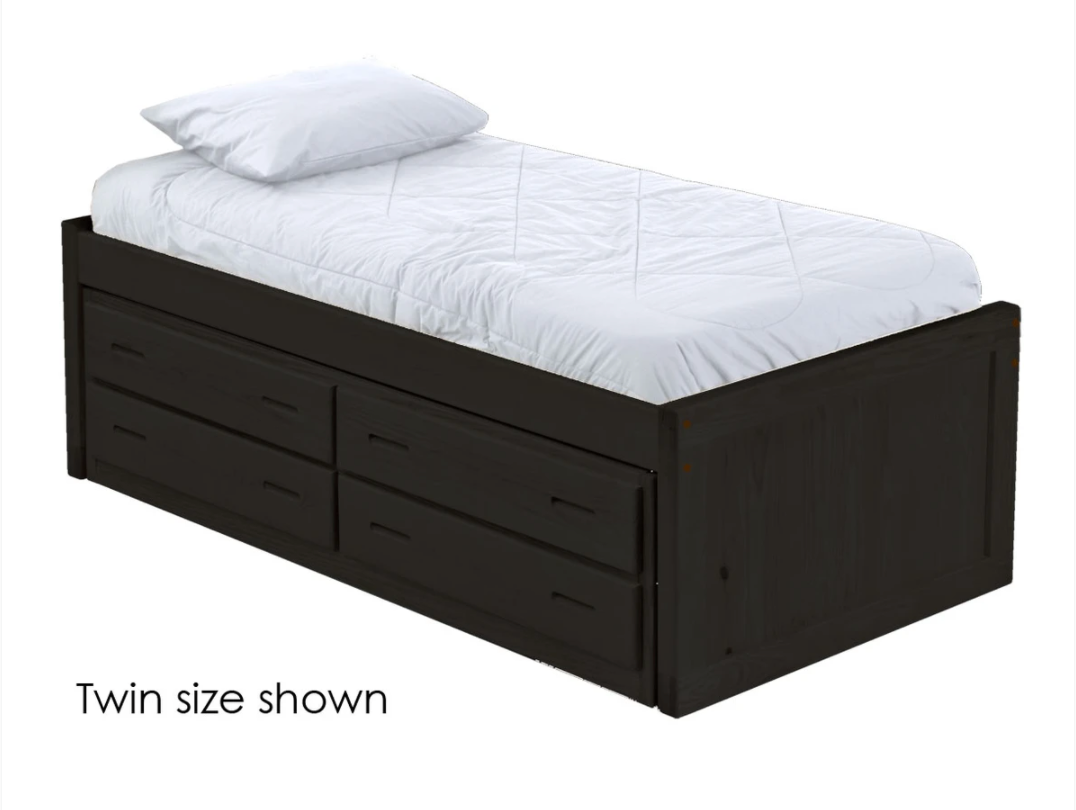 Captain's Bed with 4 Drawer Unit, Full, 26" Headboard and Footboard, By Crate Designs. 4410, 4410Q.