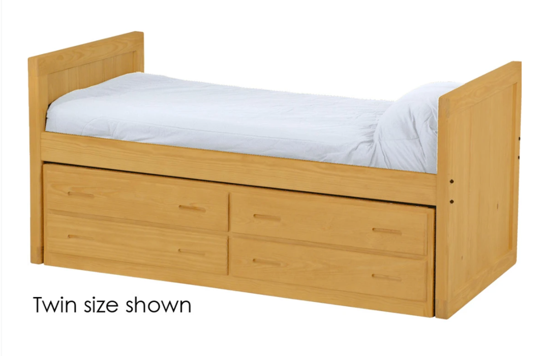 Captain's Day Bed with 4 Drawer Unit, King, 39" Headboard and Footboard By Crate Designs. 4612