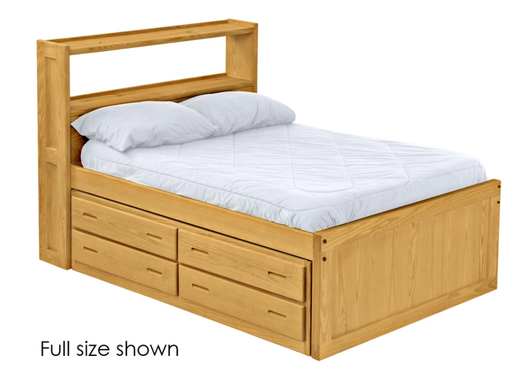 Captain's Bookcase Bed with Drawers, Full, By Crate Designs. 4455