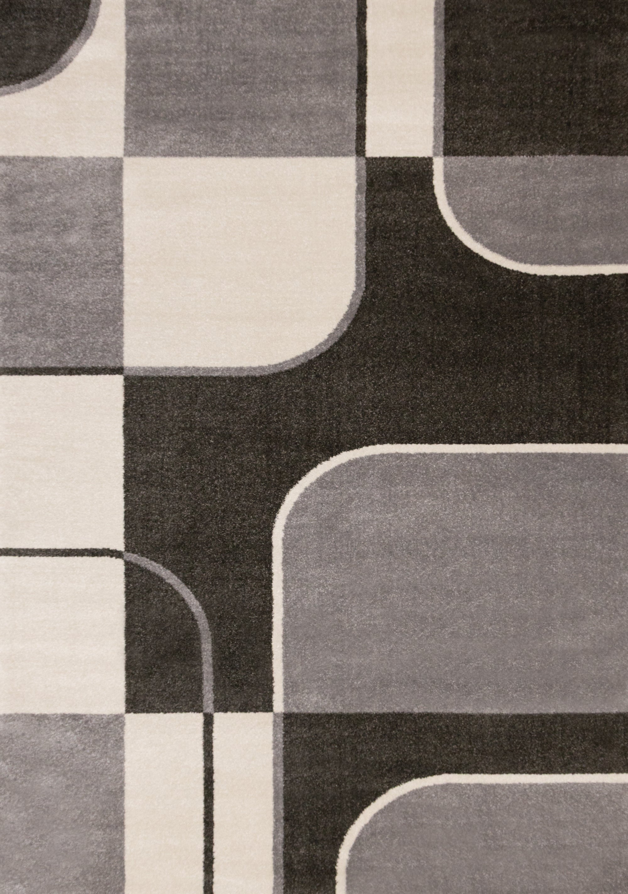 Shade Grey Black White Mid Century Geometric Design Rug