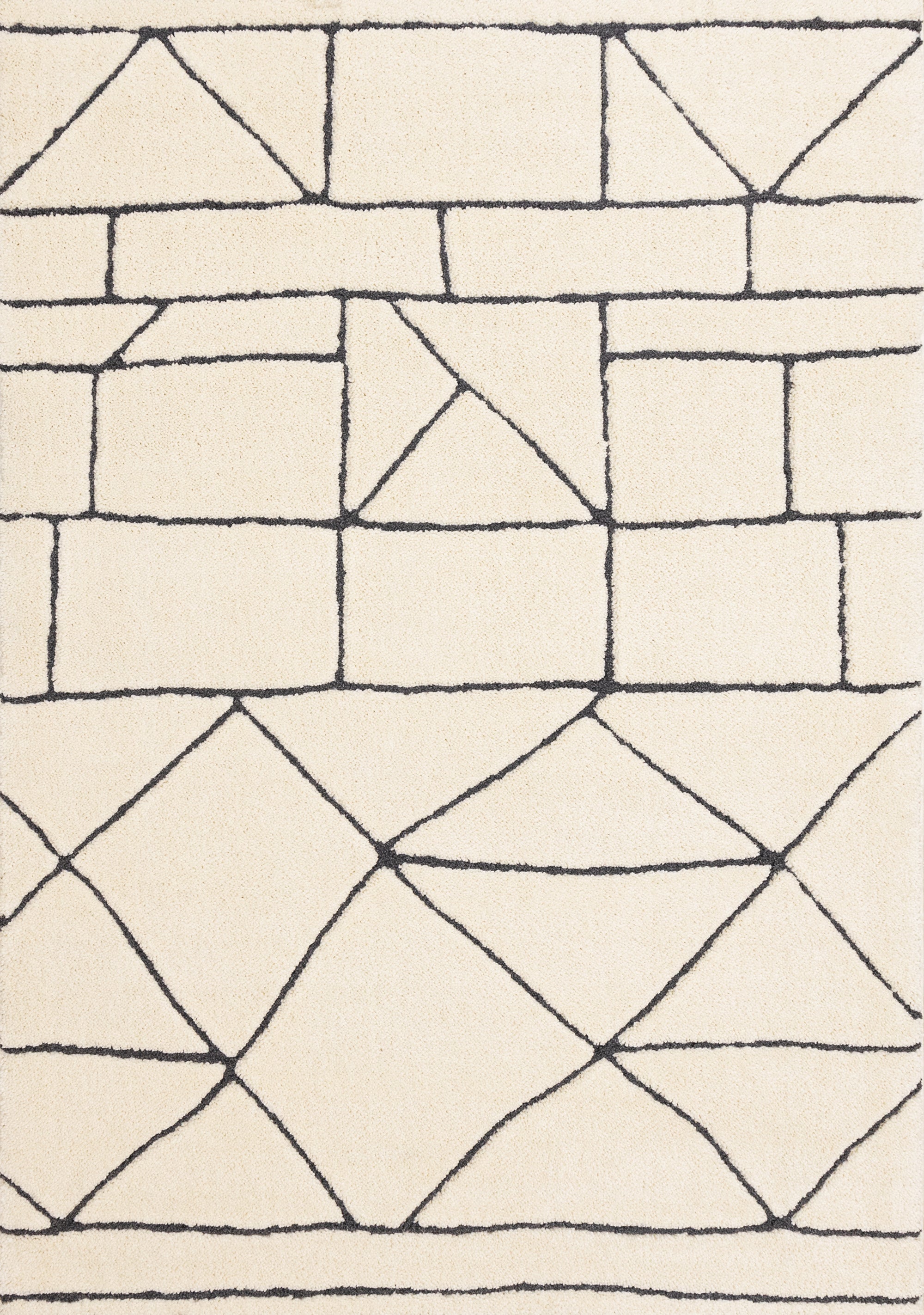 Talia Cream Black Geometric Lattice Design Rug