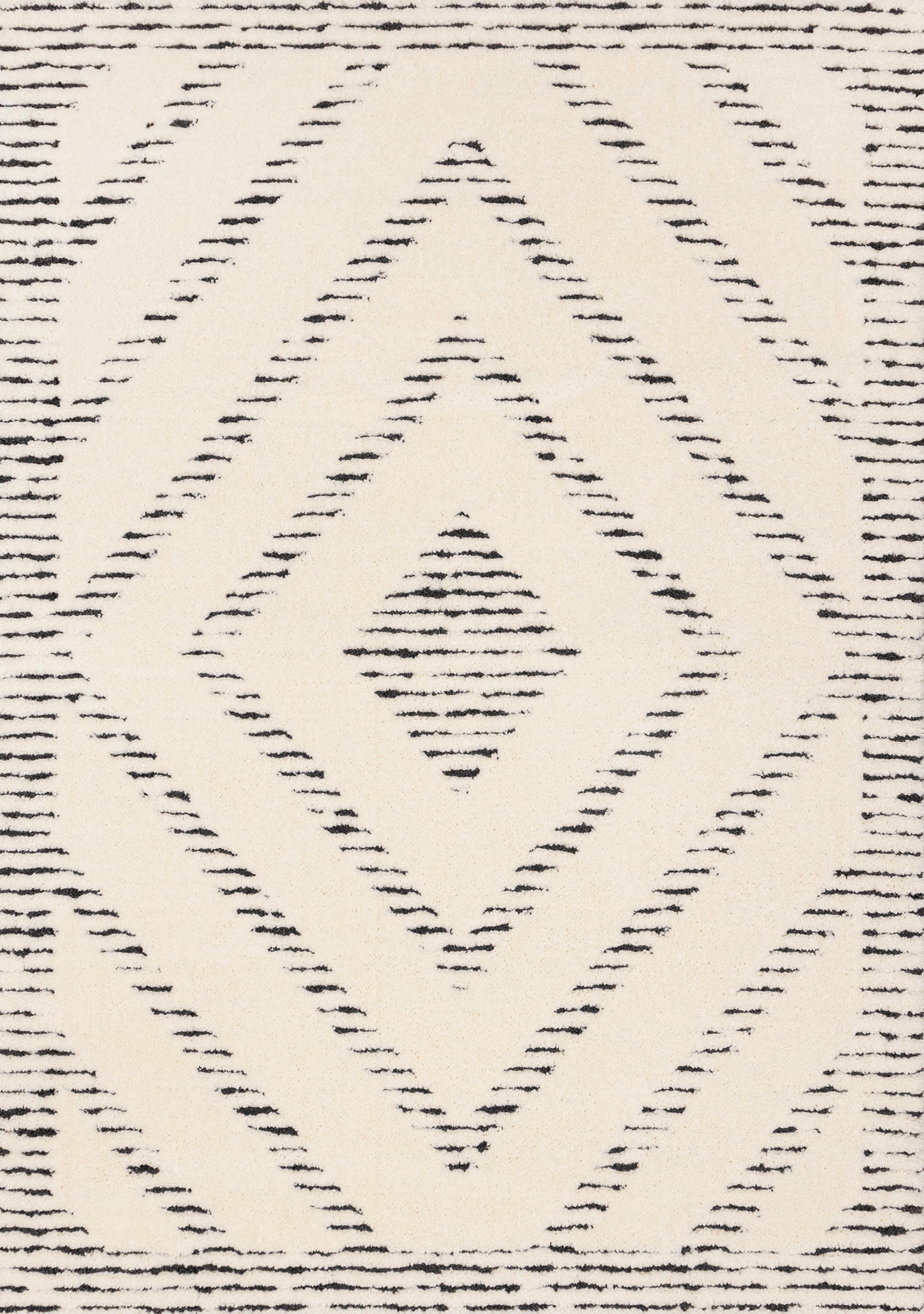 Talia Cream Black Striped Diamond Rug Design