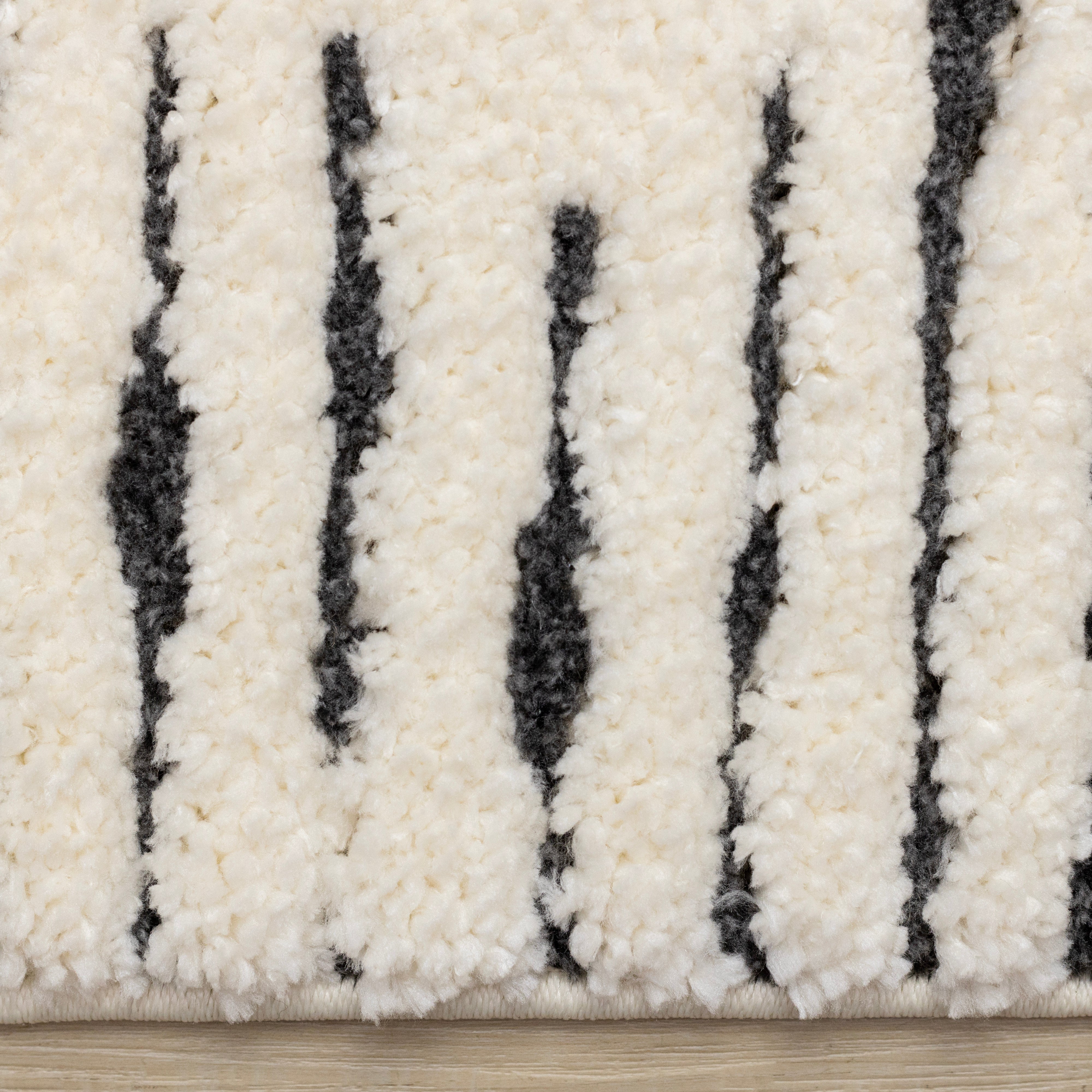 Talia Cream Black Striped Diamond Rug Design