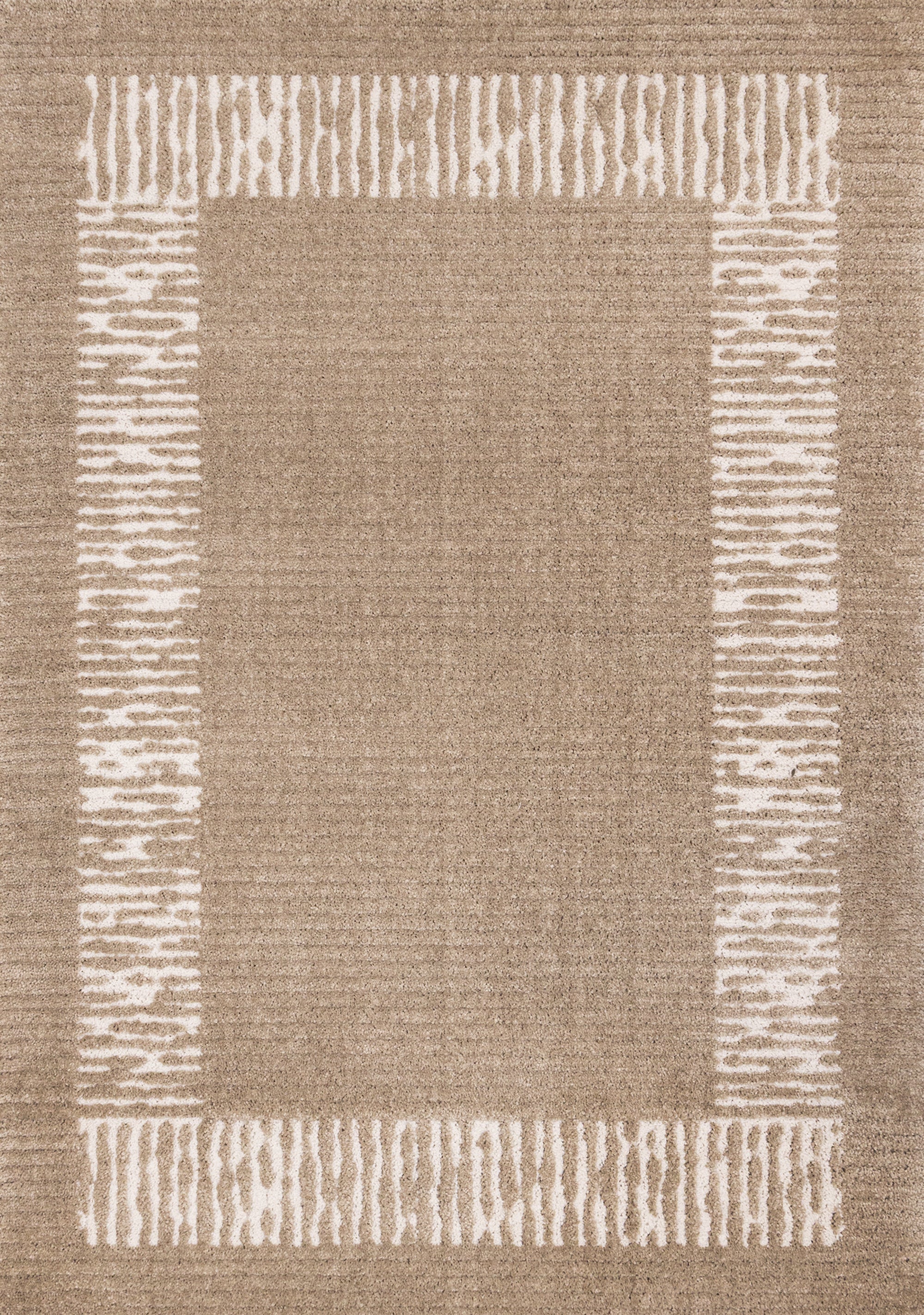 Talia Taupe White Striped Border Rug