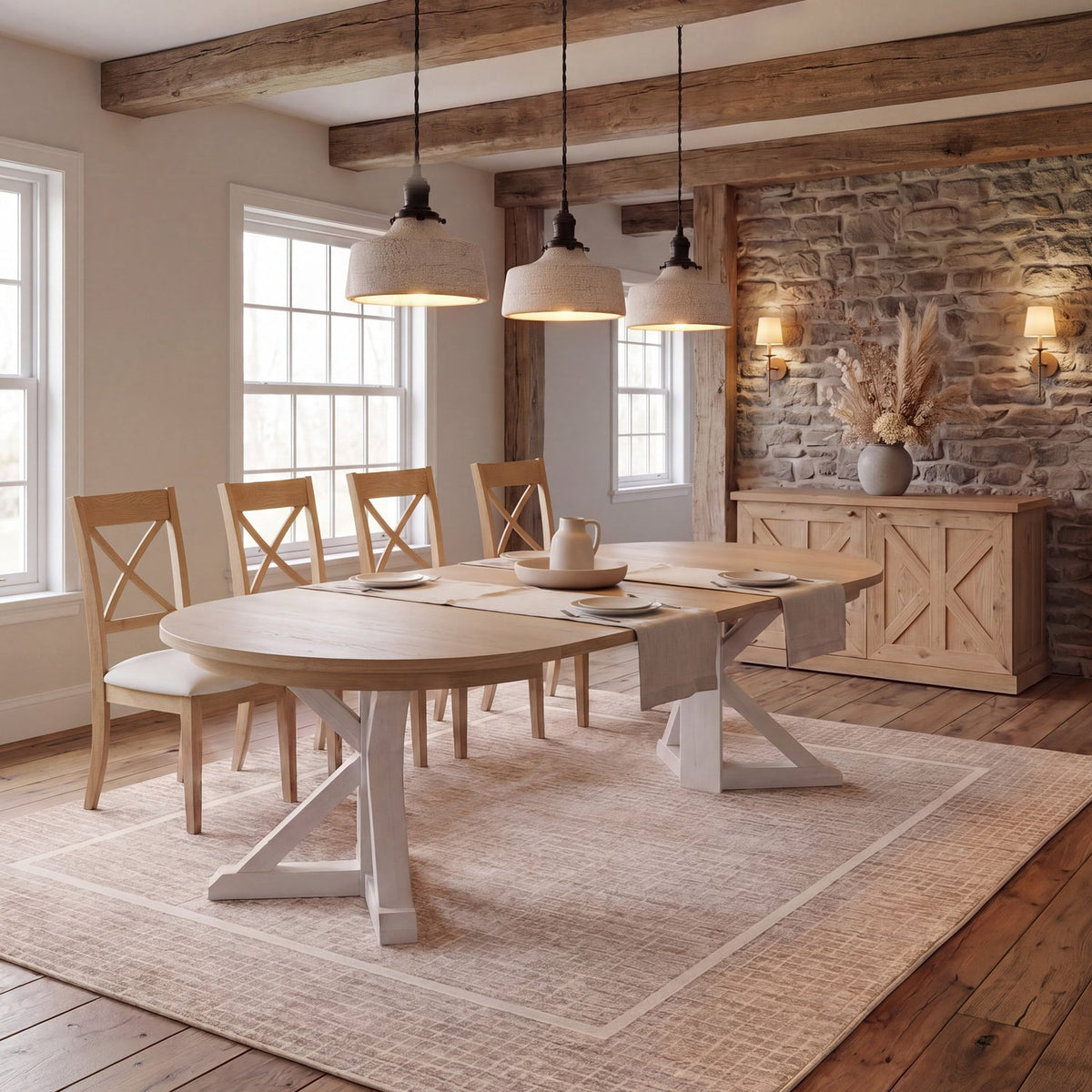 Gather Dining Set: Round Table + 4 Chairs