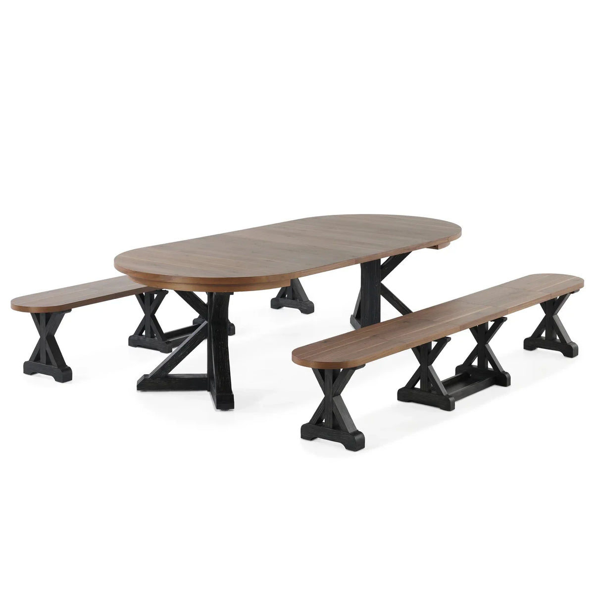 Gather Dining Set: Round Table + 2 Benches