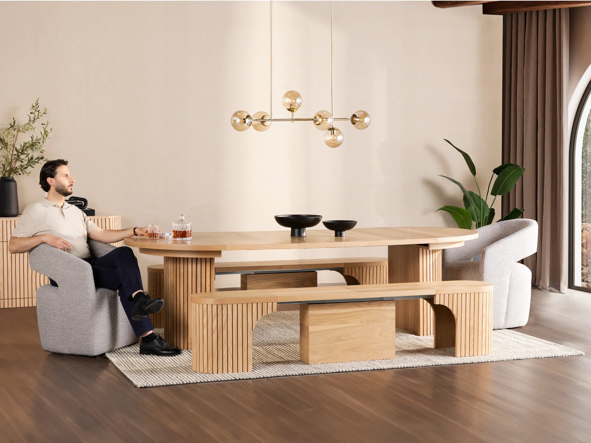 Transformer Round Dining Set - The Gathering | Table, 2x Transformer Round Bench