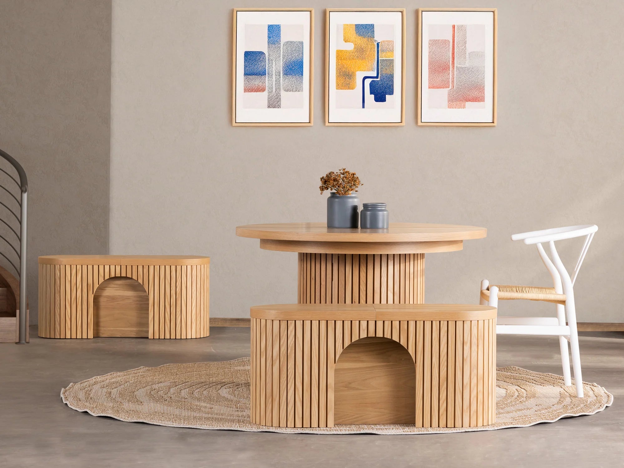 Transformer Round Dining Set - The Gathering | Table, 2x Transformer Round Bench