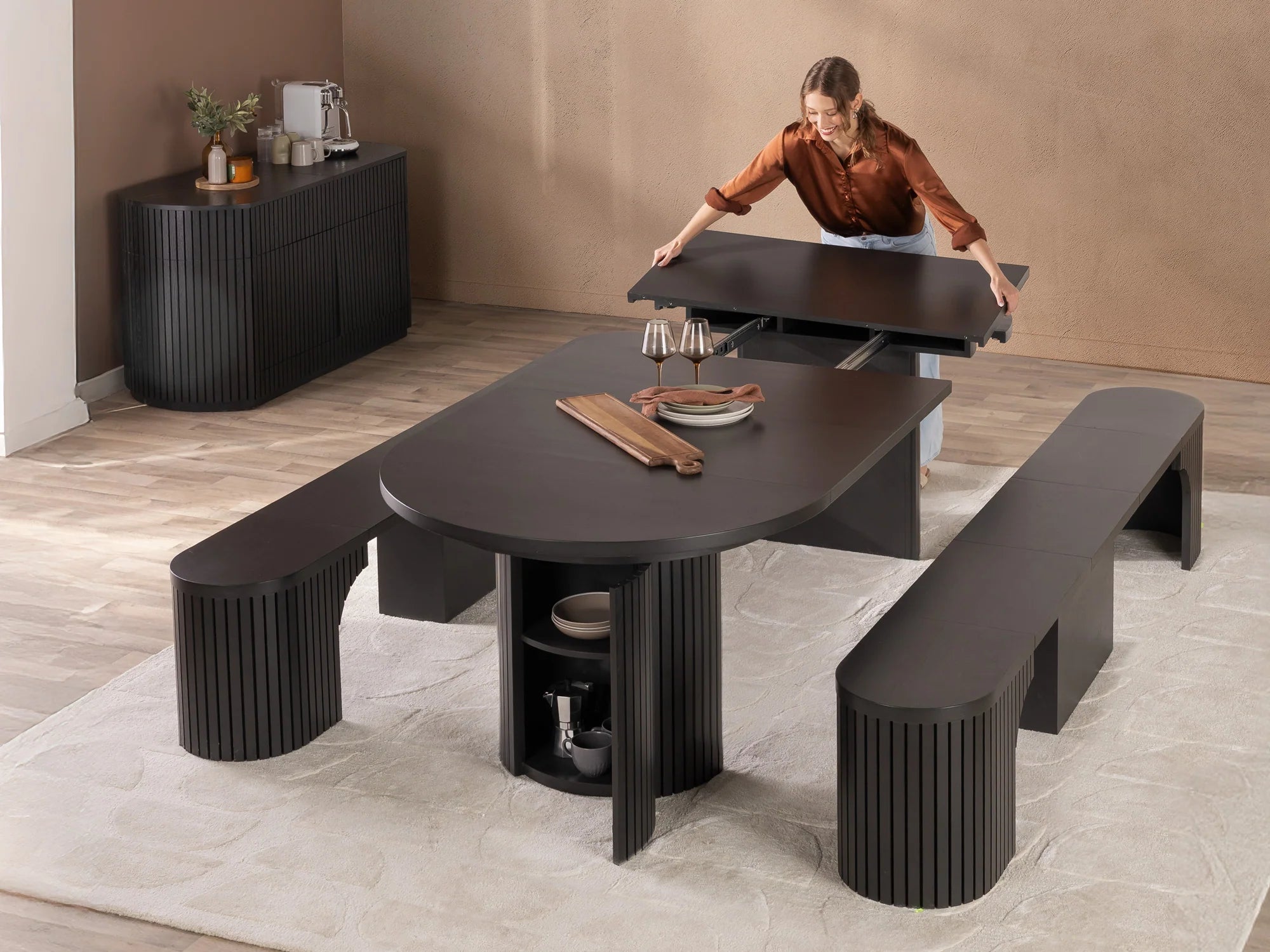 Transformer Round Dining Set - The Gathering | Table, 2x Transformer Round Bench