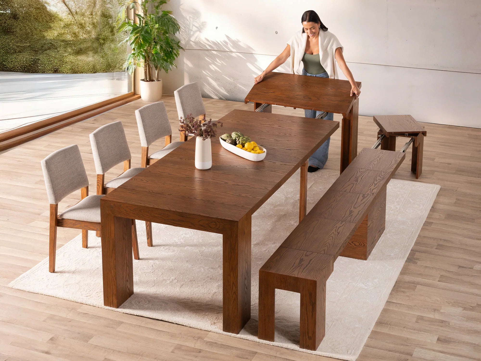Transformer Dining Set - The Host | Table, 4x Chairs & Bench