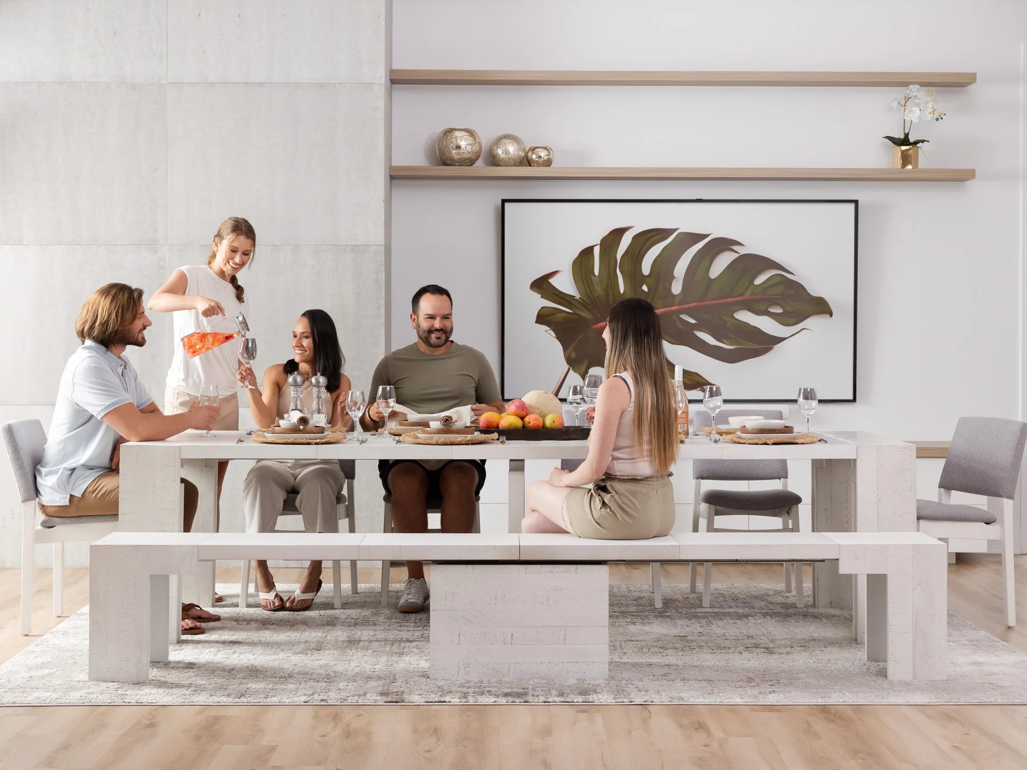 Transformer Dining Set - The Host | Table, 4x Chairs & Bench