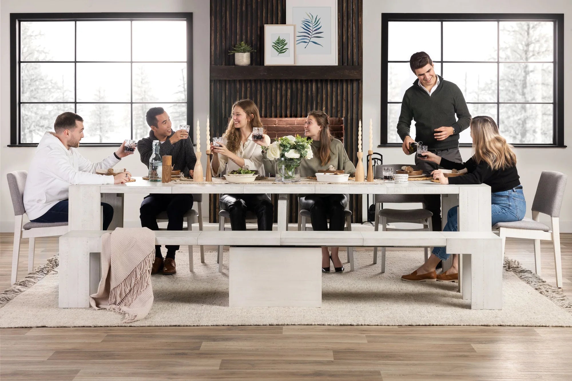 Transformer Dining Set - The Host | Table, 4x Chairs & Bench