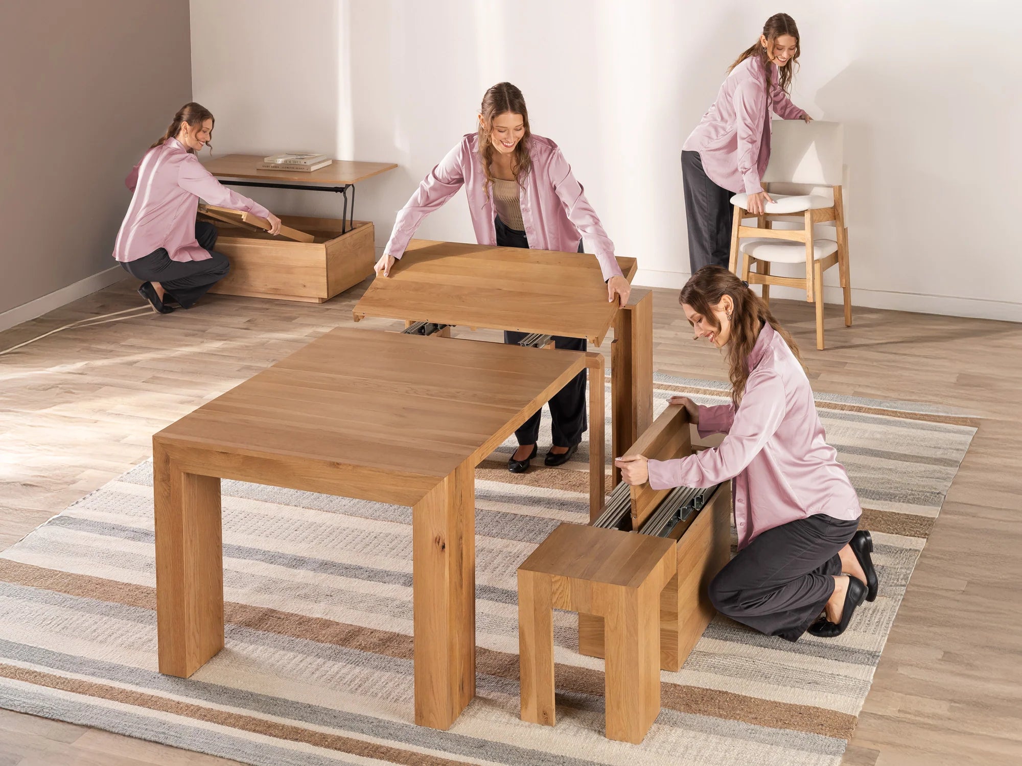 Transformer Dining Set - The Host | Table, 4x Chairs & Bench