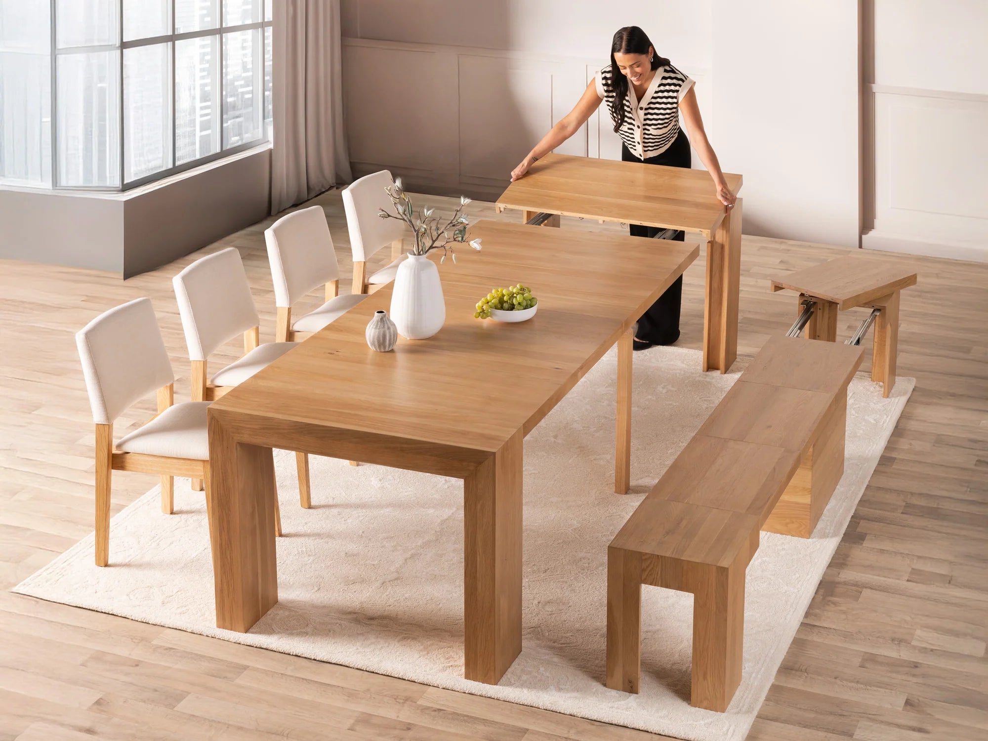 Transformer Dining Set - The Host | Table, 4x Chairs & Bench